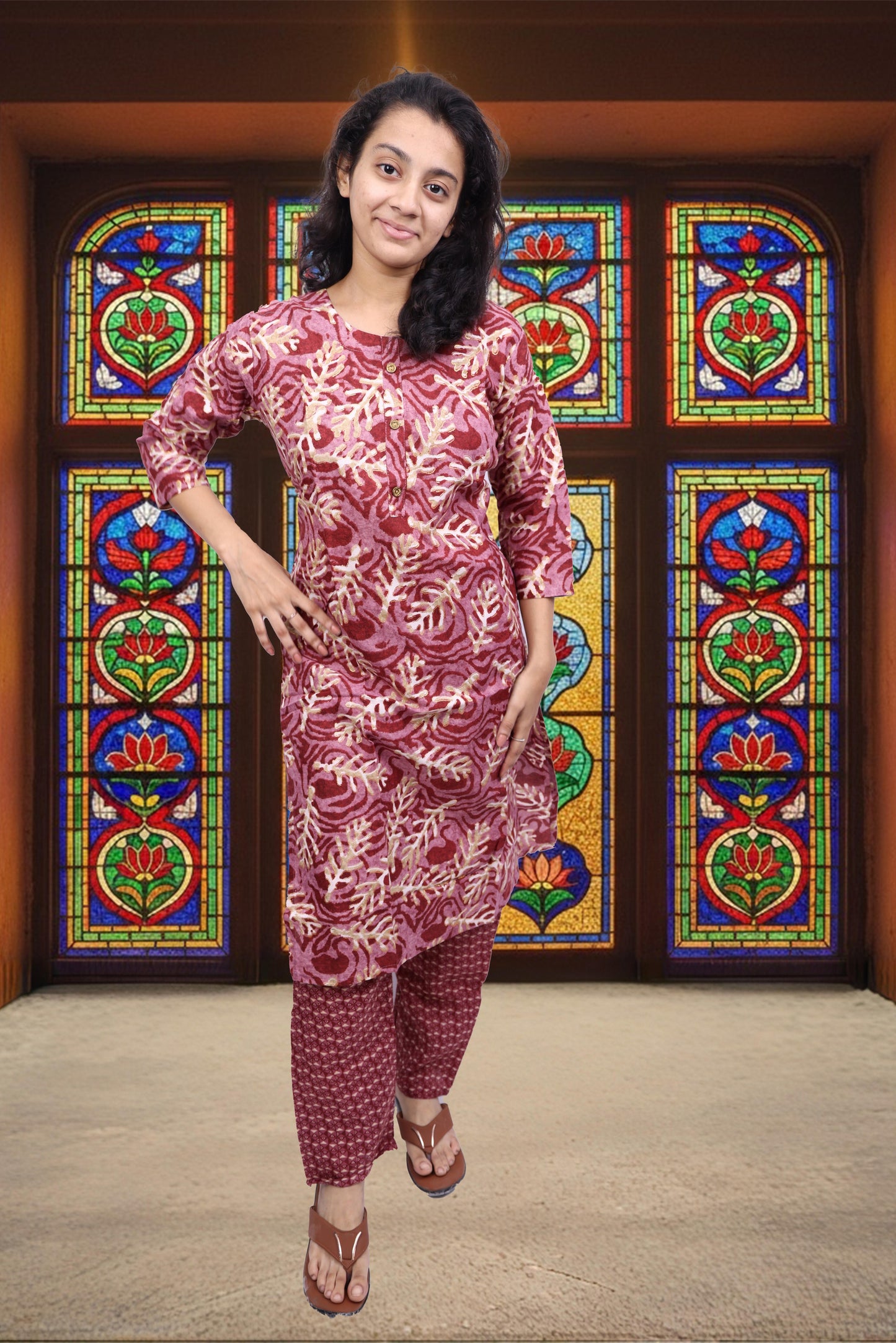 PickCell Printed Kutri with Pyjama