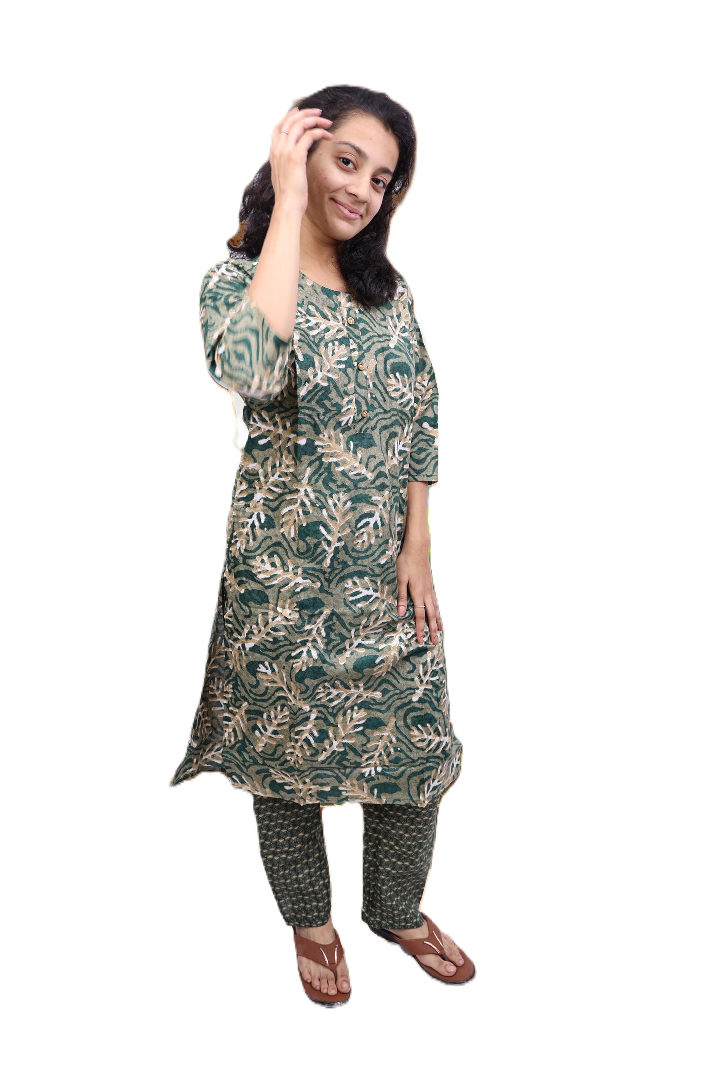 PickCell Women's Printed Cotton Designer Kurti With Bottom