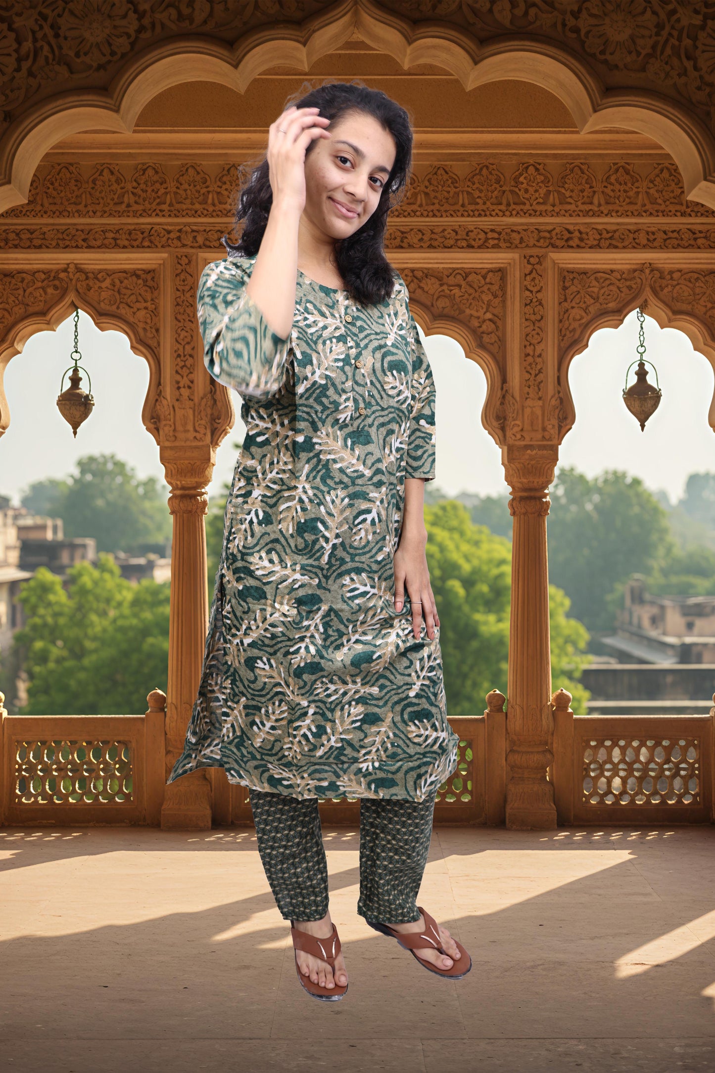 PickCell Women's Printed Cotton Designer Kurti With Bottom