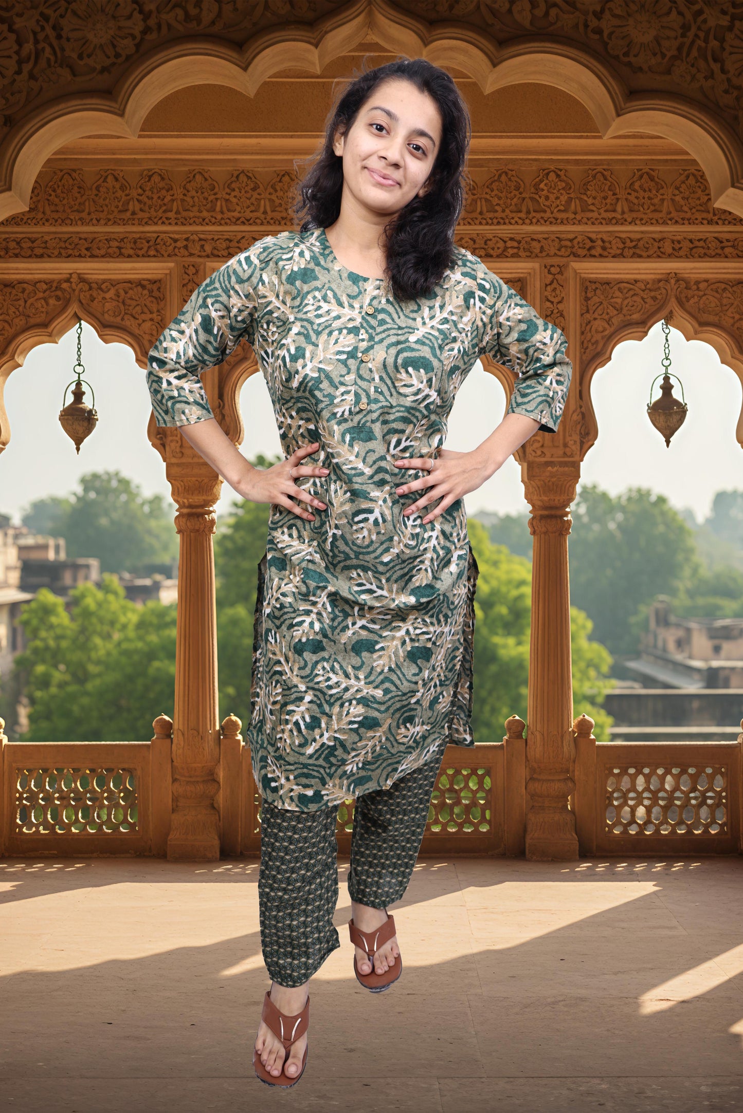 PickCell Women's Printed Cotton Designer Kurti With Bottom