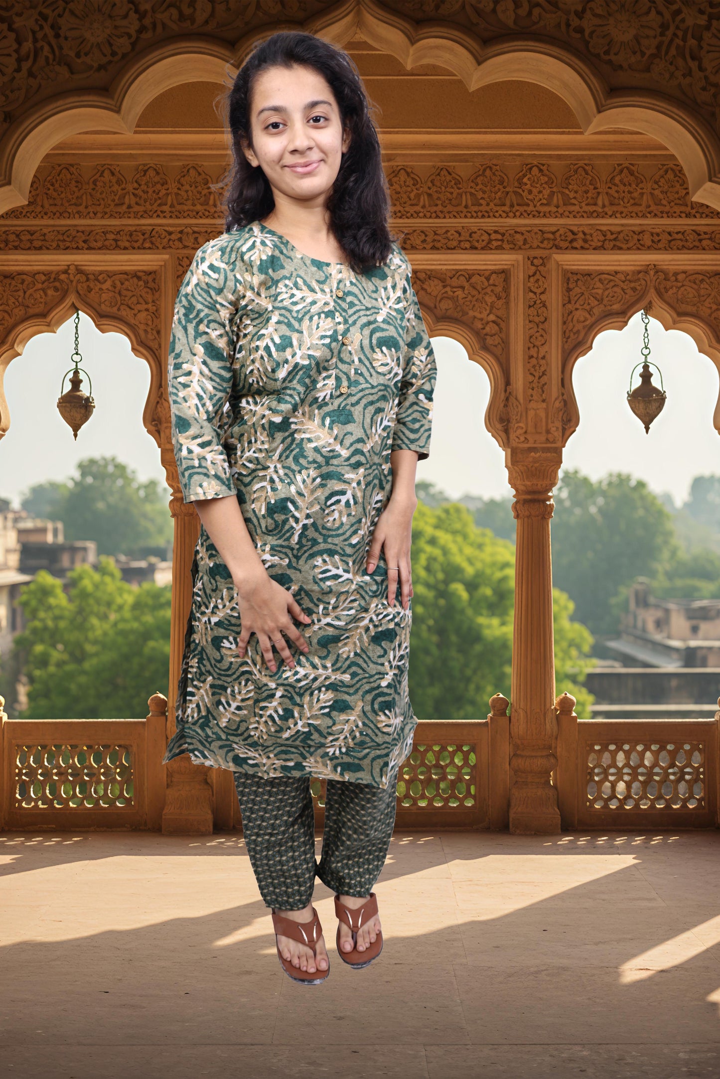 PickCell Women's Printed Cotton Designer Kurti With Bottom