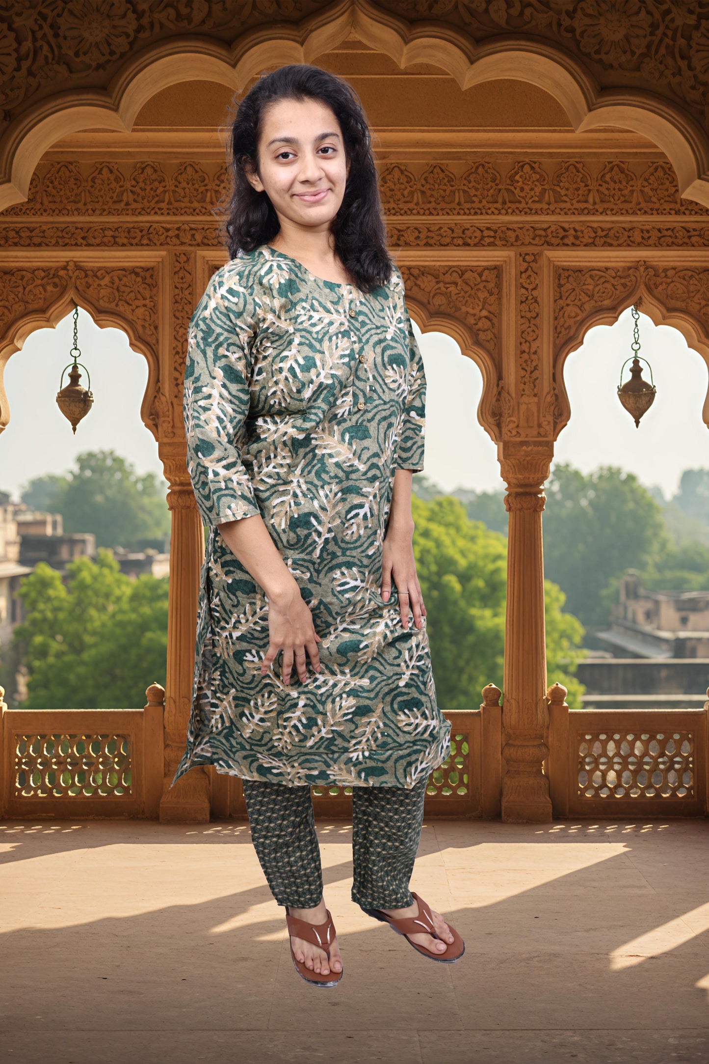 PickCell Women's Printed Cotton Designer Kurti With Bottom