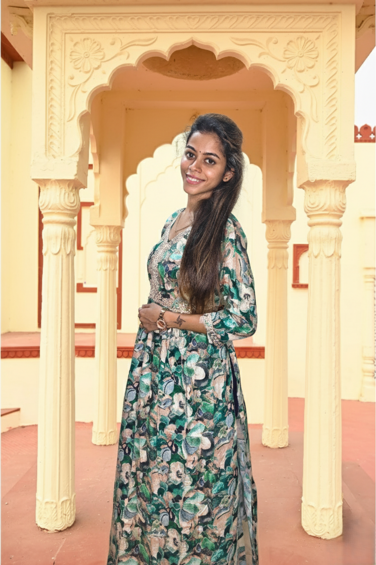 PickCell Women's Printed Long Frock Style Kurti