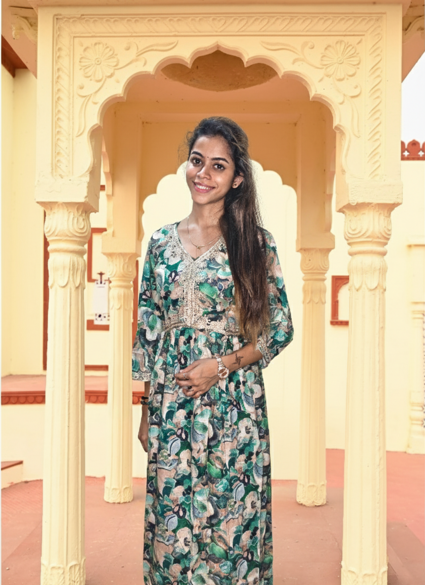 PickCell Women's Printed Long Frock Style Kurti