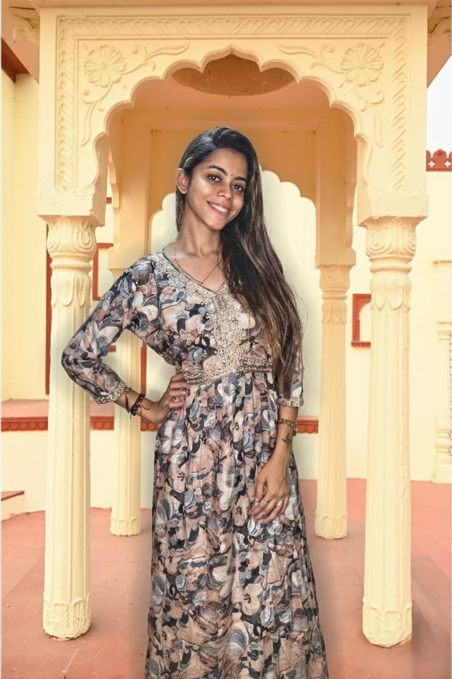 PickCell Women's Printed Long Frock Style Kurti