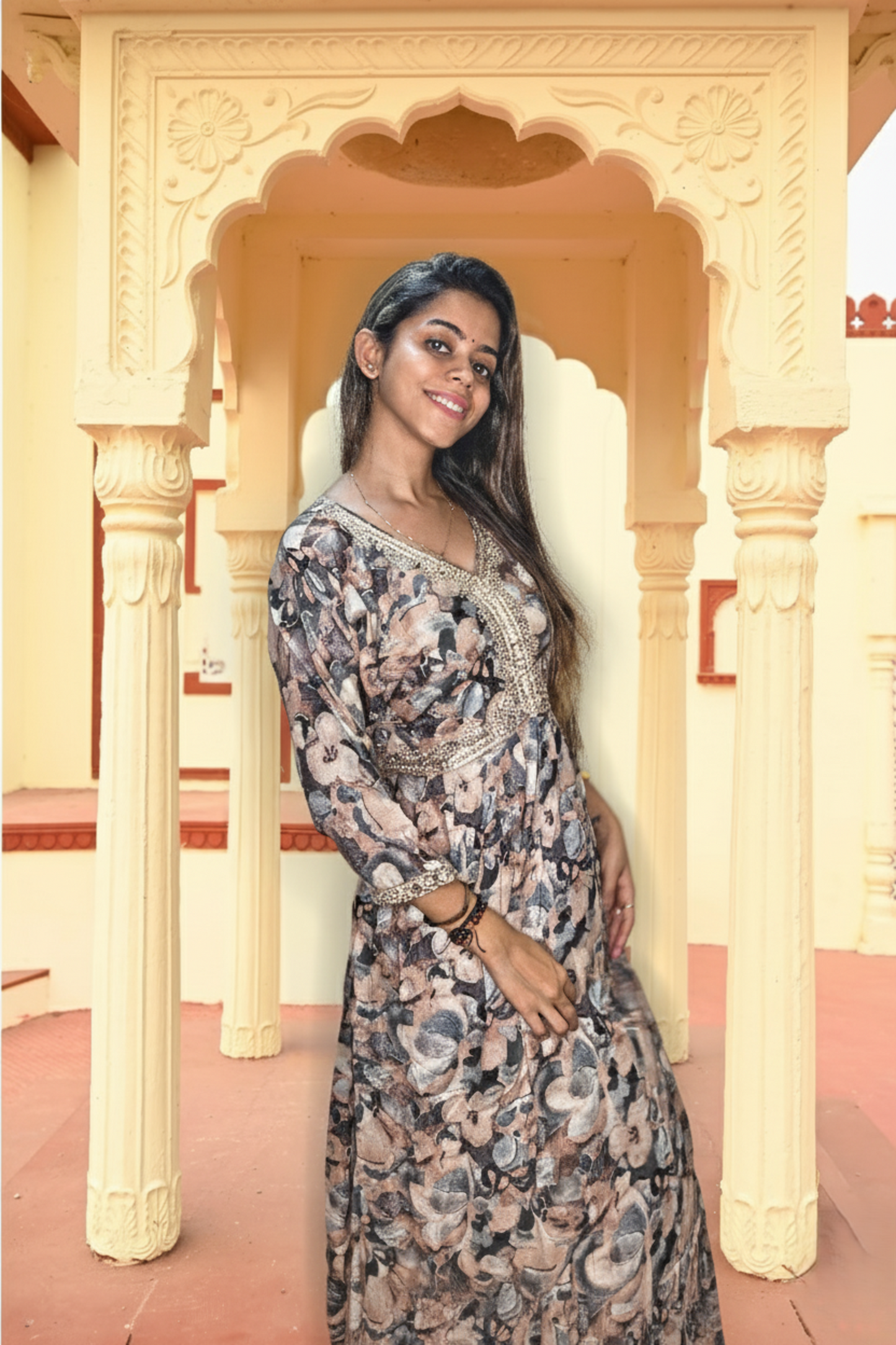 PickCell Women's Printed Long Frock Style Kurti
