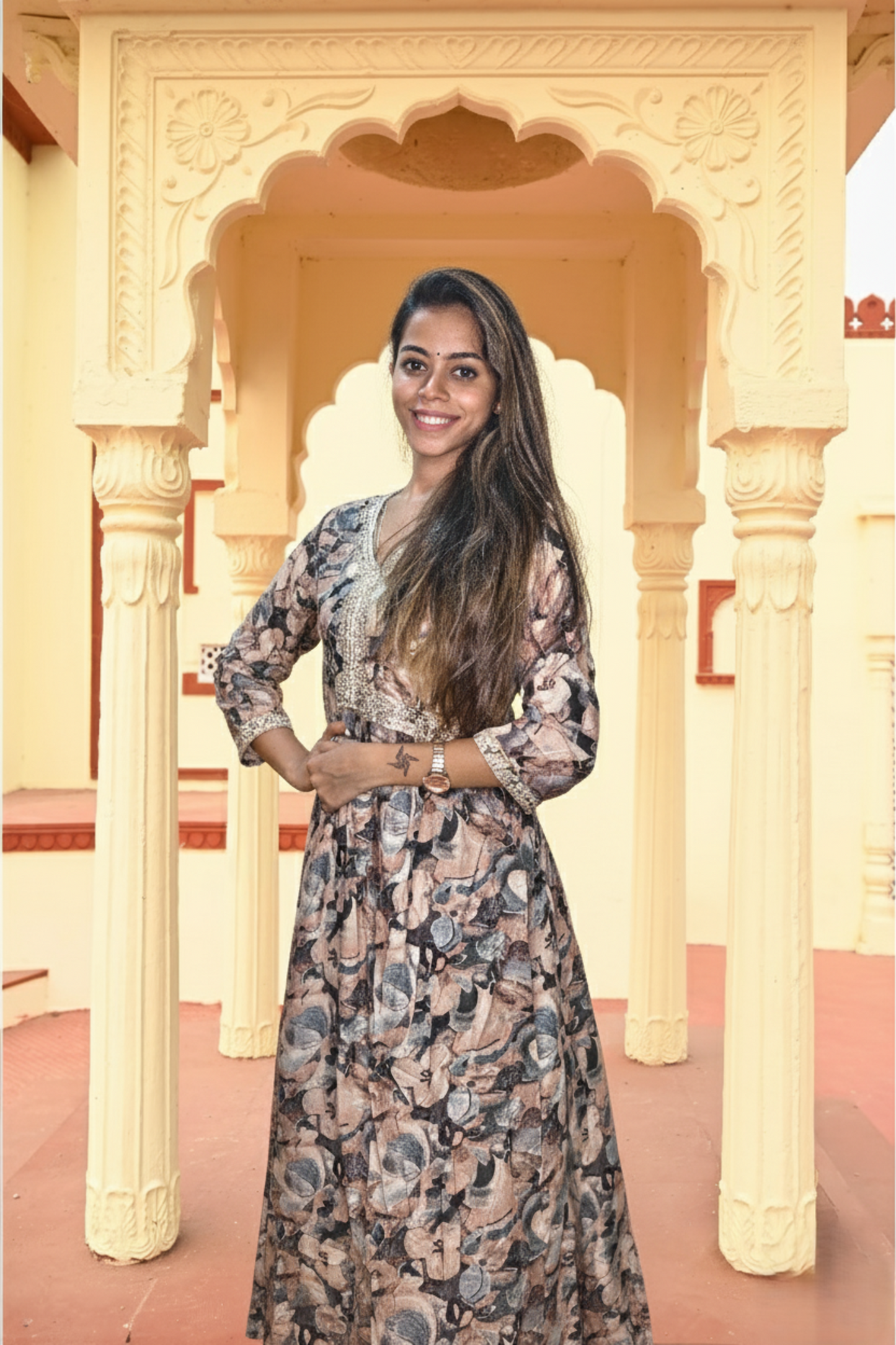 PickCell Women's Printed Long Frock Style Kurti