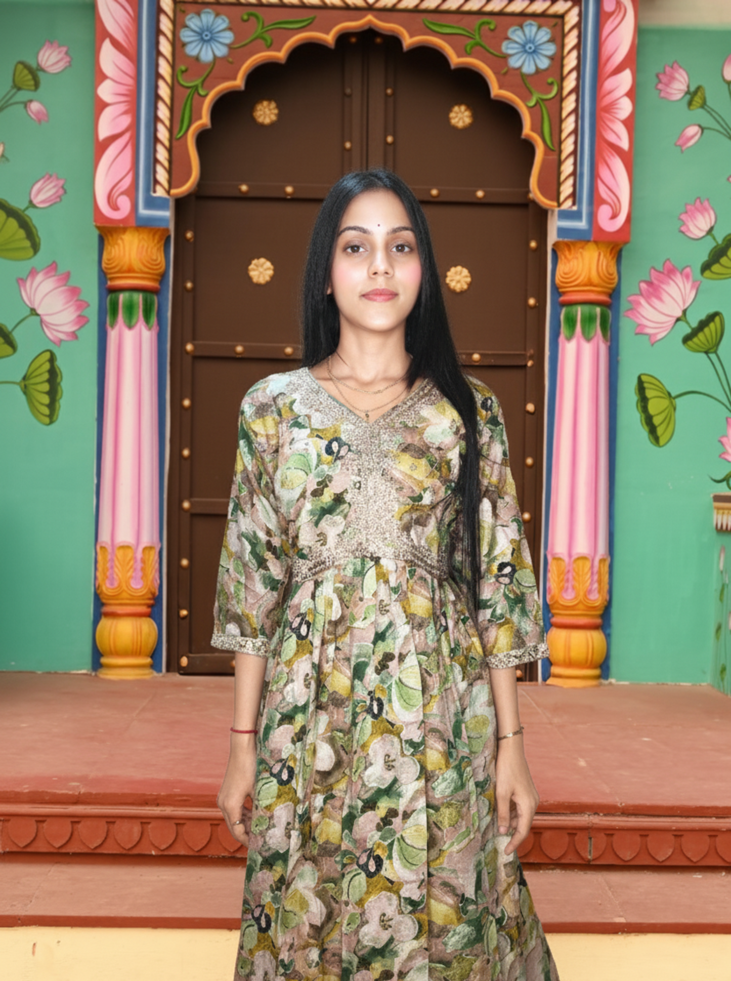 PickCell Women's Printed Long Frock Style Kurti