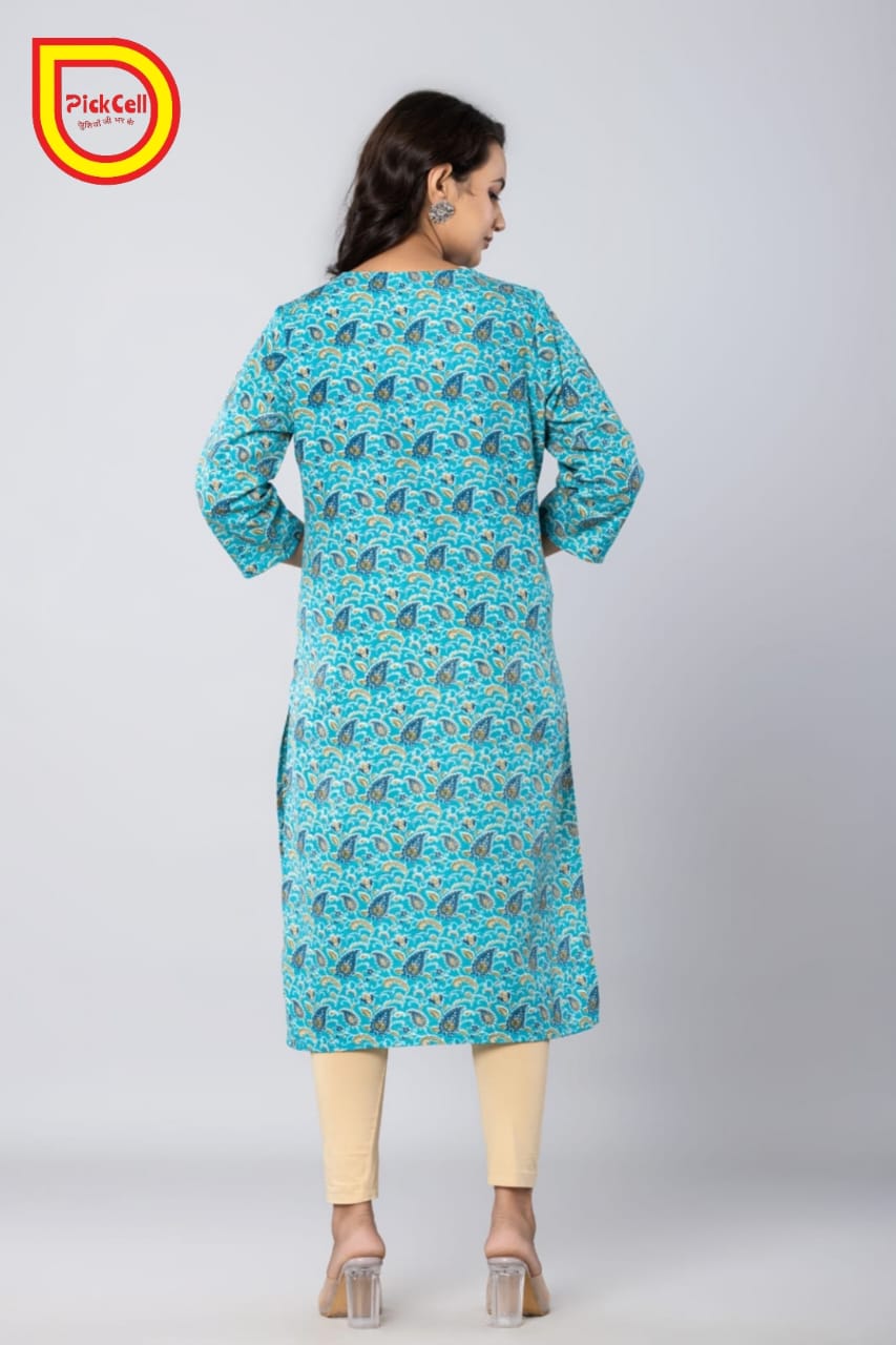 PickCell Printed Long Kurti – Poly Cotton Fabric