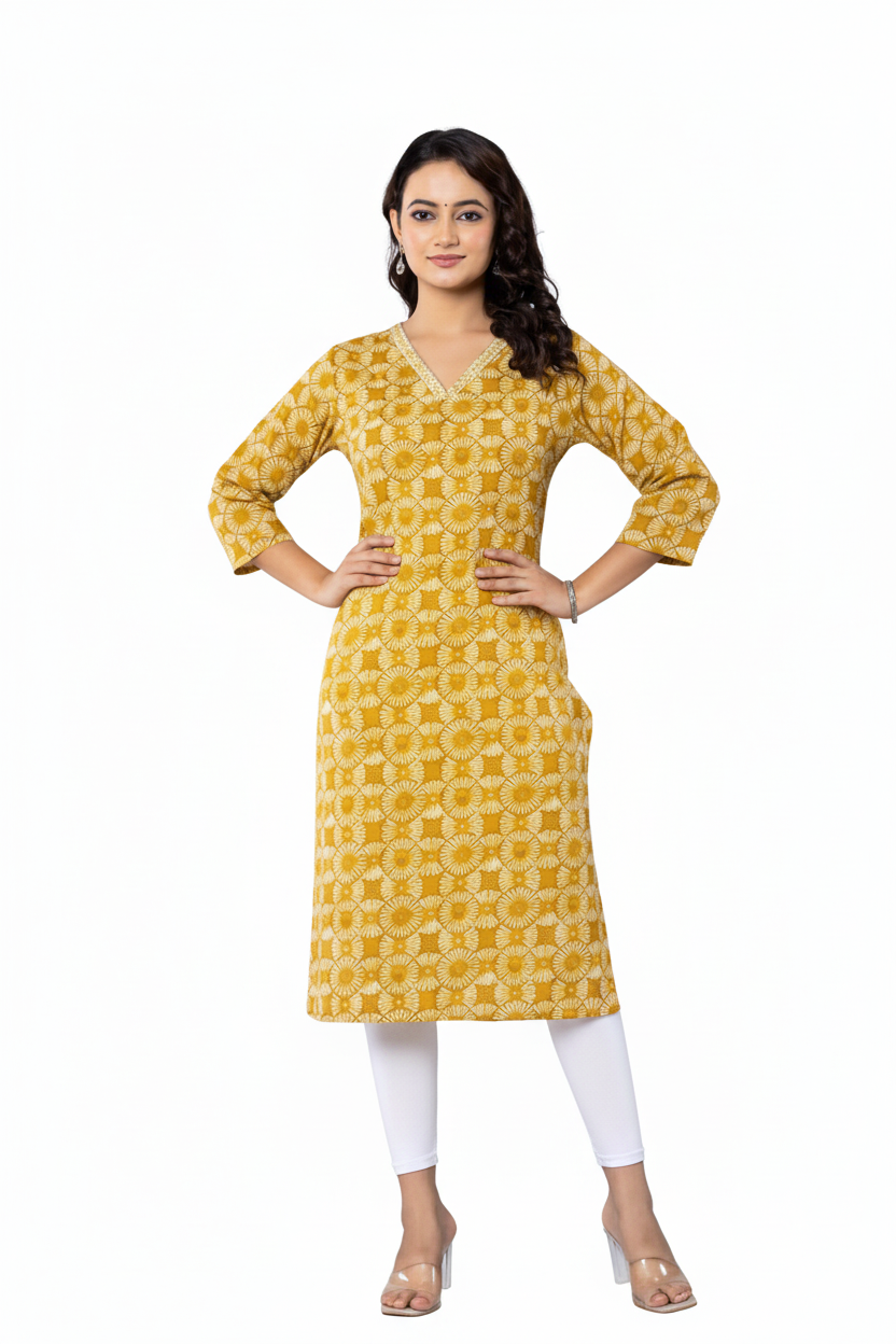 PickCell Printed Long Kurti Poly Cotton Fabric