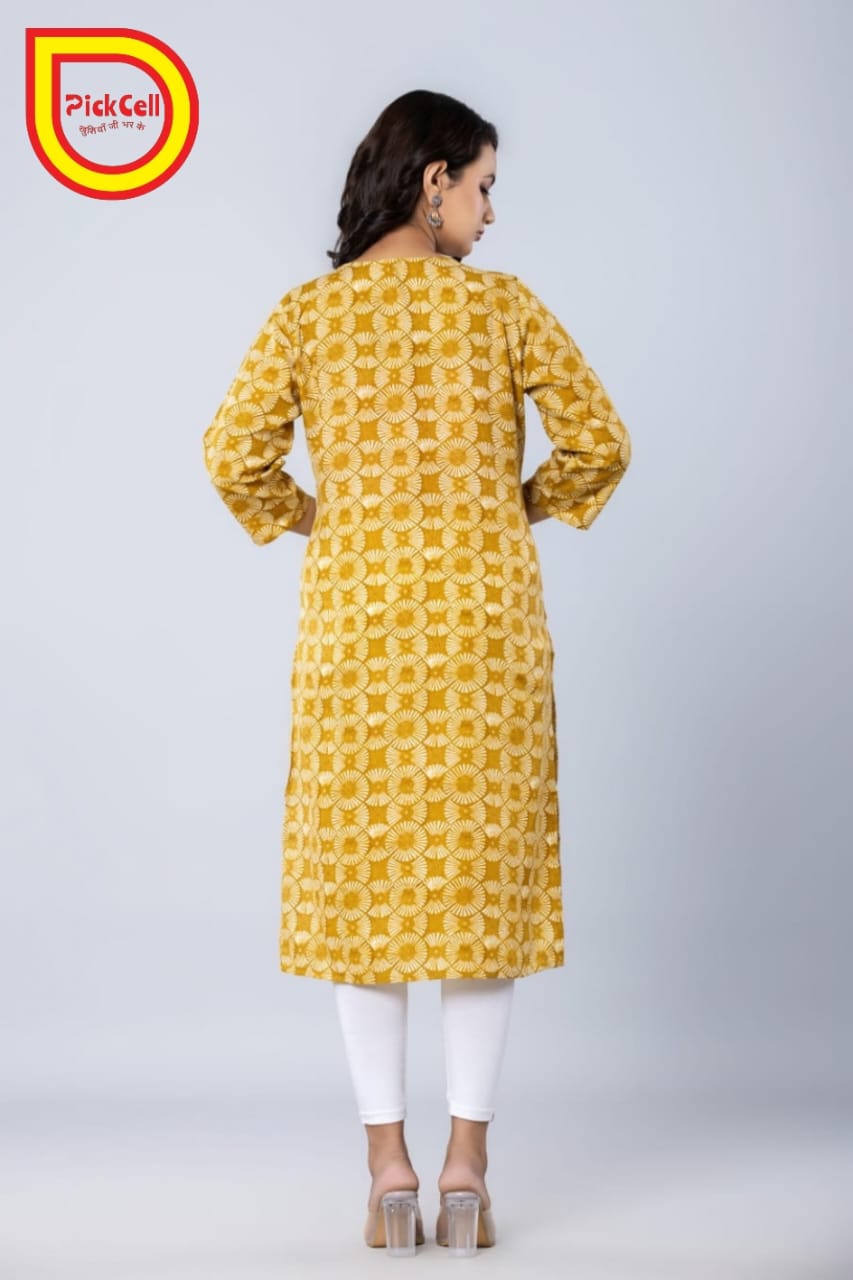 PickCell Printed Long Kurti – Poly Cotton Fabric