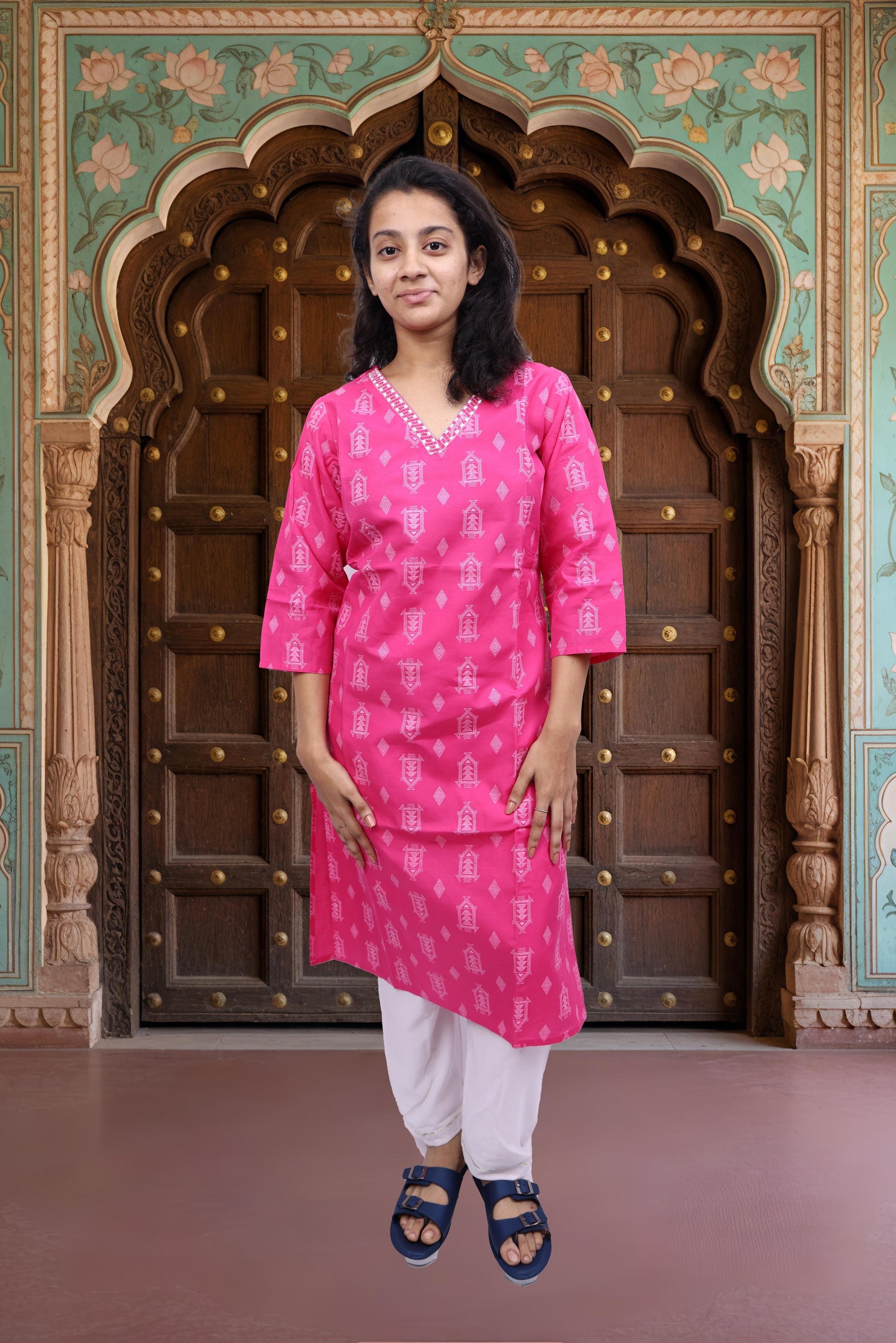PickCell Printed Long Kurti β Poly Cotton Fabric