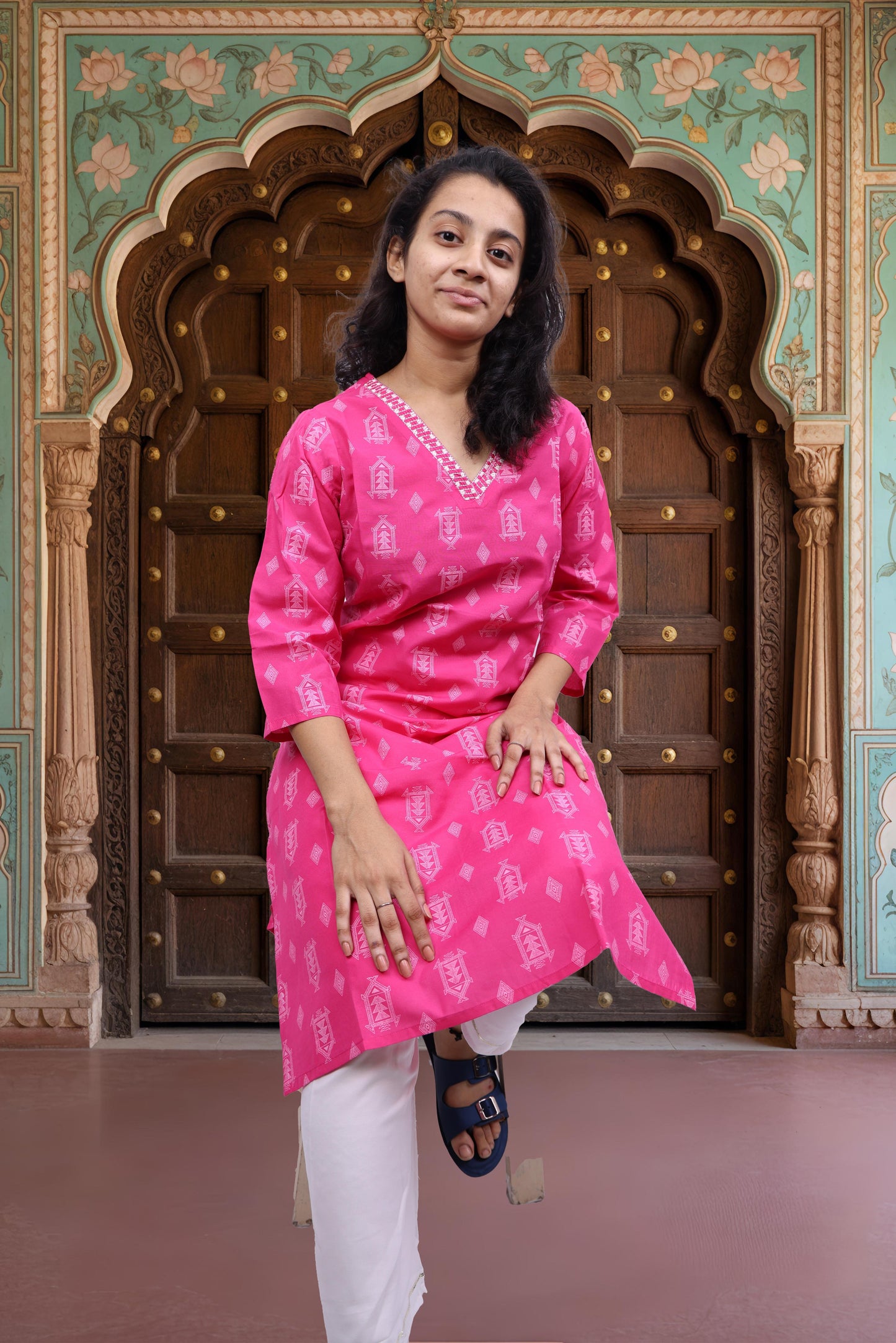 PickCell Printed Long Kurti β Poly Cotton Fabric