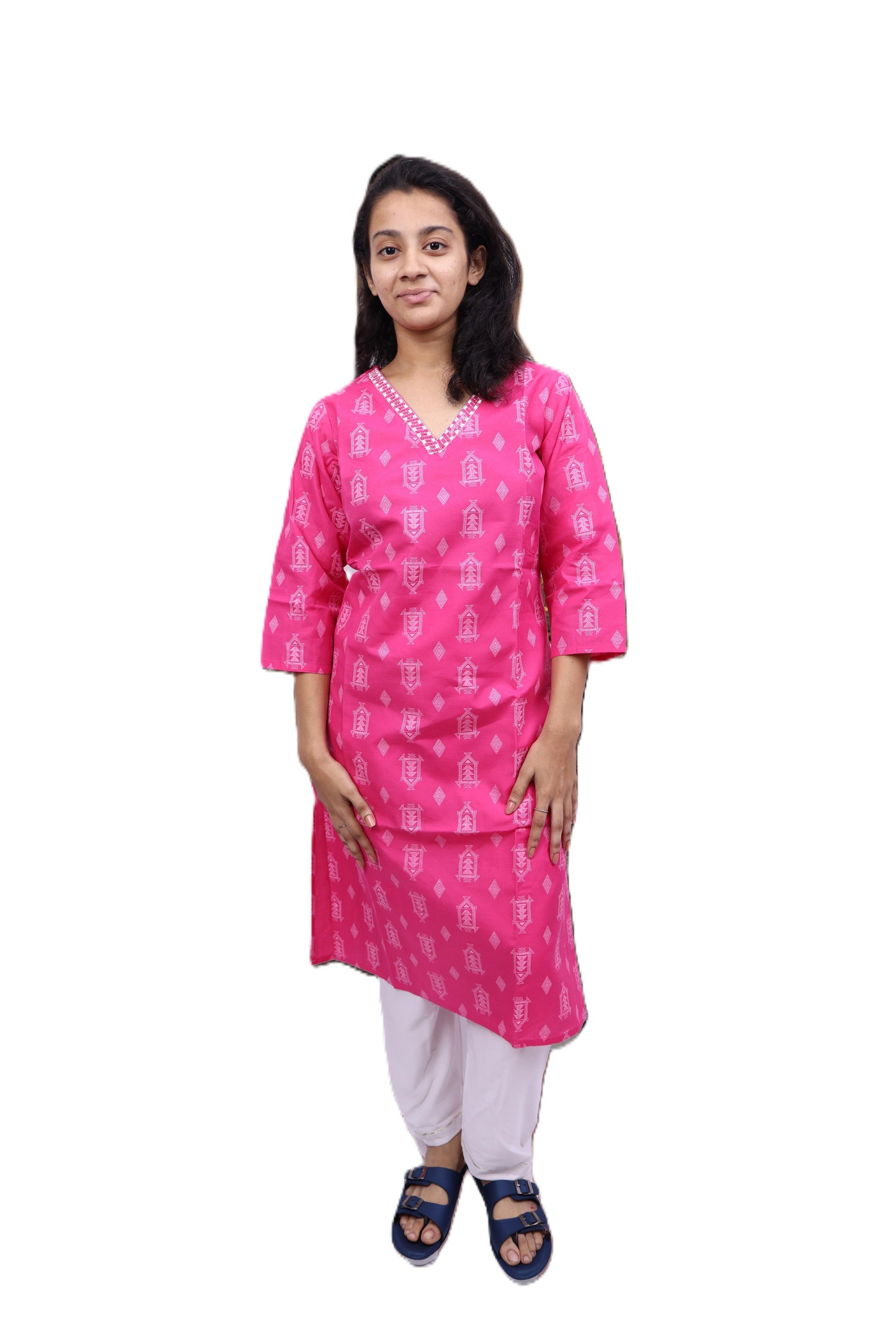 PickCell Printed Long Kurti β Poly Cotton Fabric