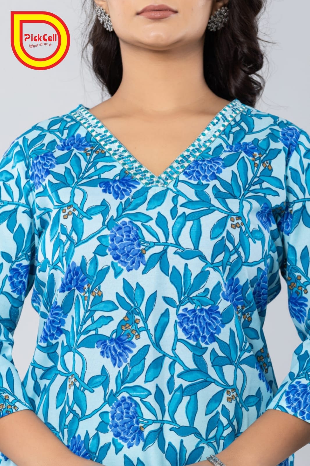 PickCell Printed Long Kurti – Poly Cotton Fabric