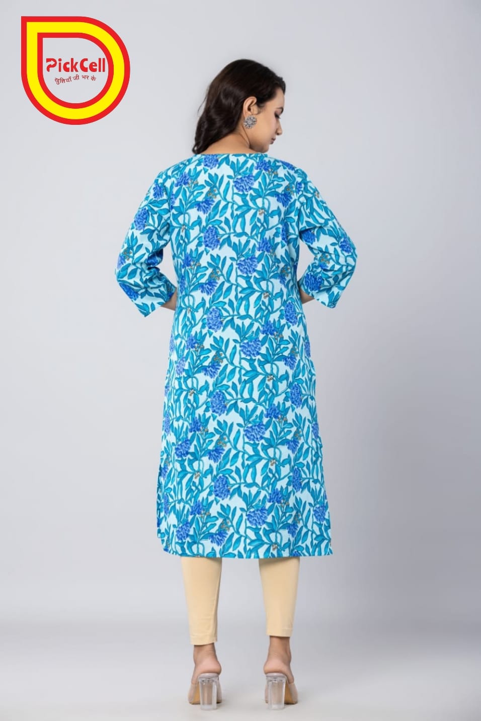 PickCell Printed Long Kurti – Poly Cotton Fabric