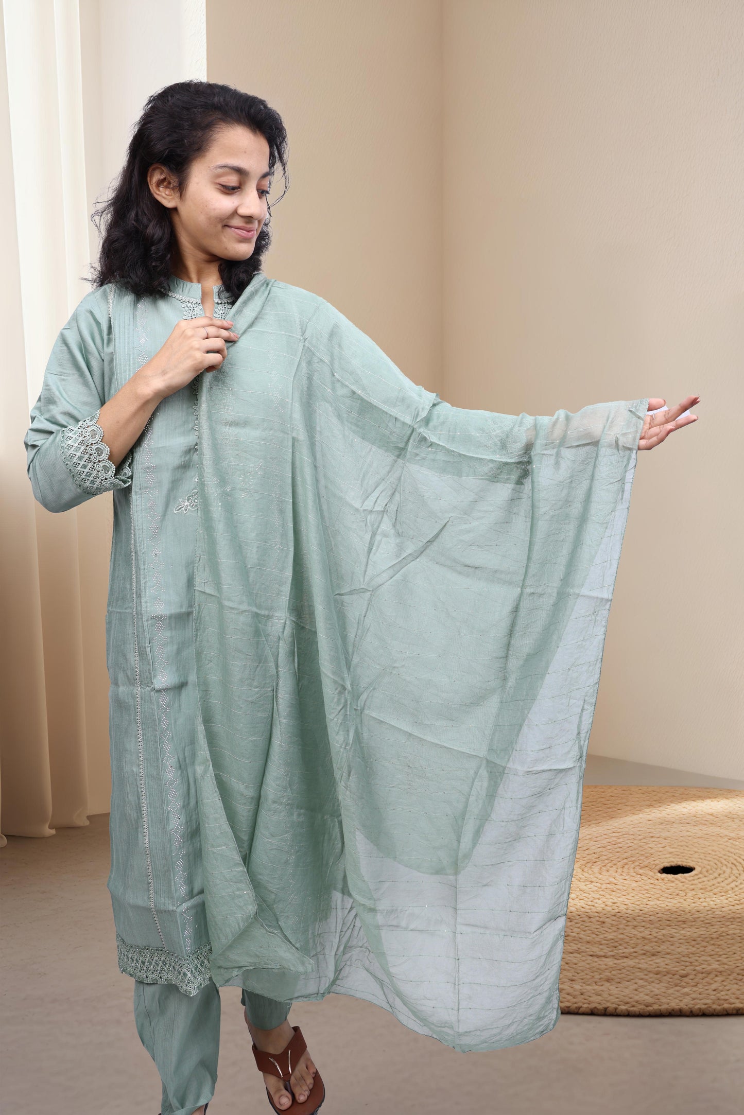 PickCell Heavy Embrodiary Work Kurti with Bottom & Dupatta