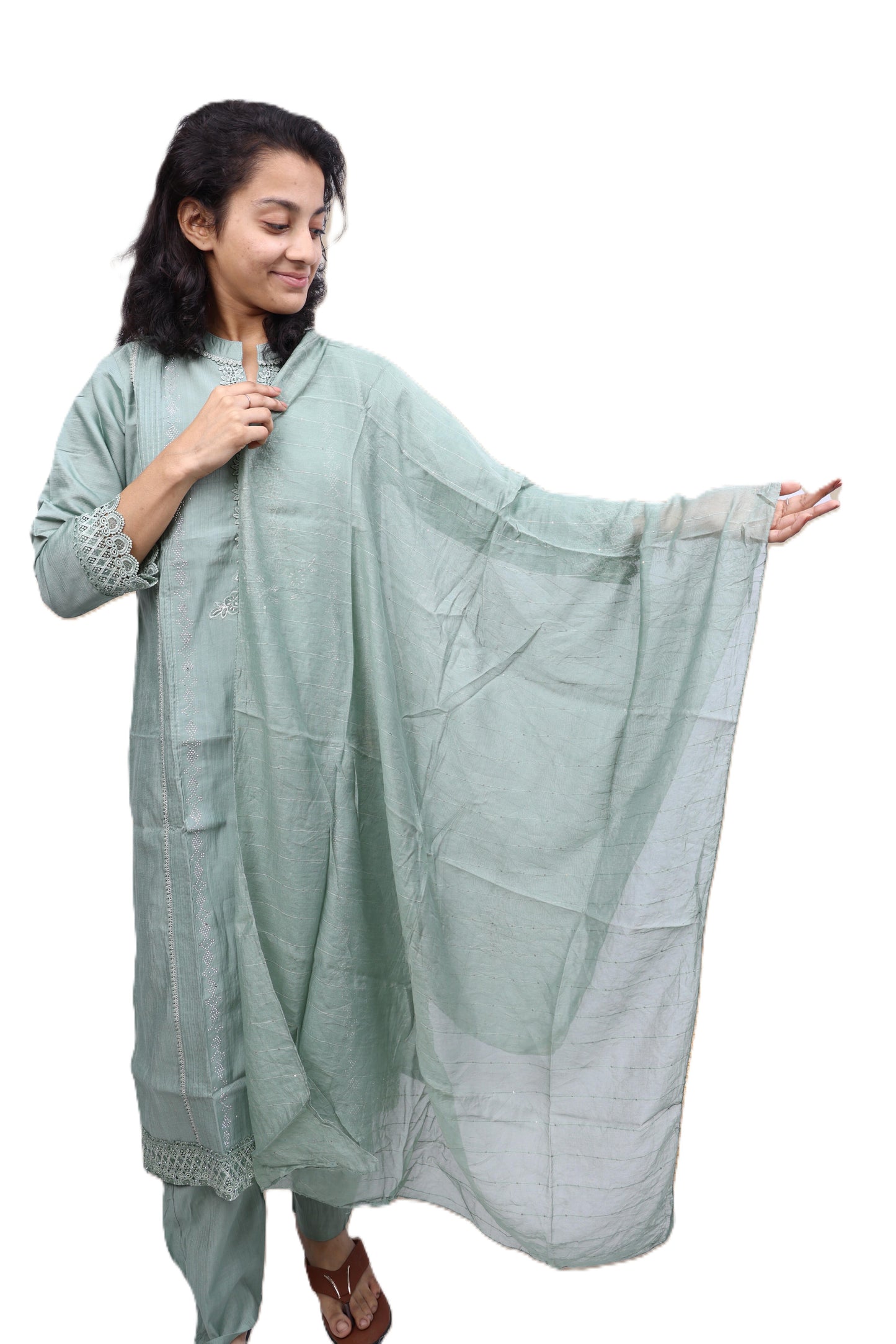 PickCell Heavy Embrodiary Work Kurti with Bottom & Dupatta