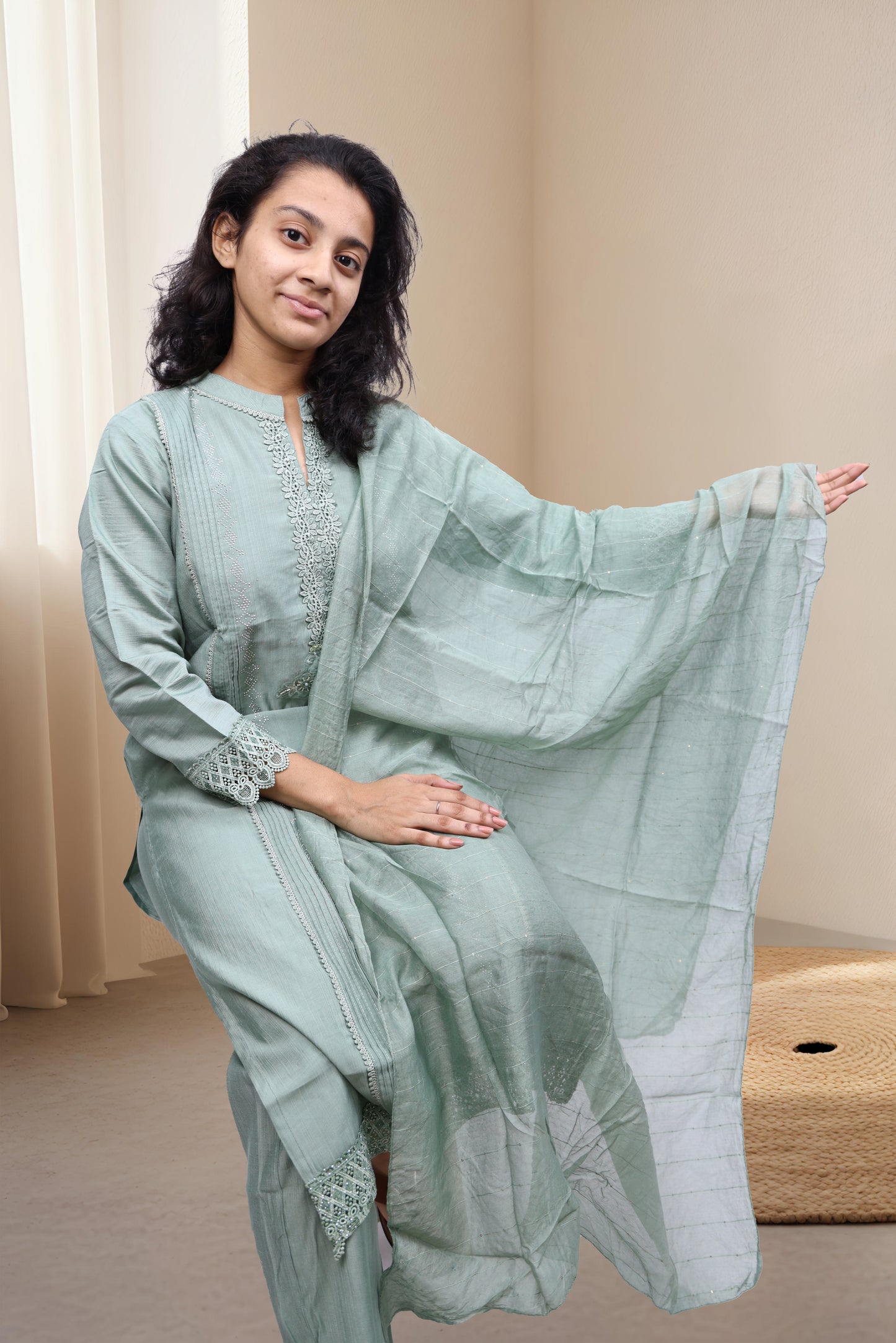PickCell Heavy Embrodiary Work Kurti with Bottom & Dupatta