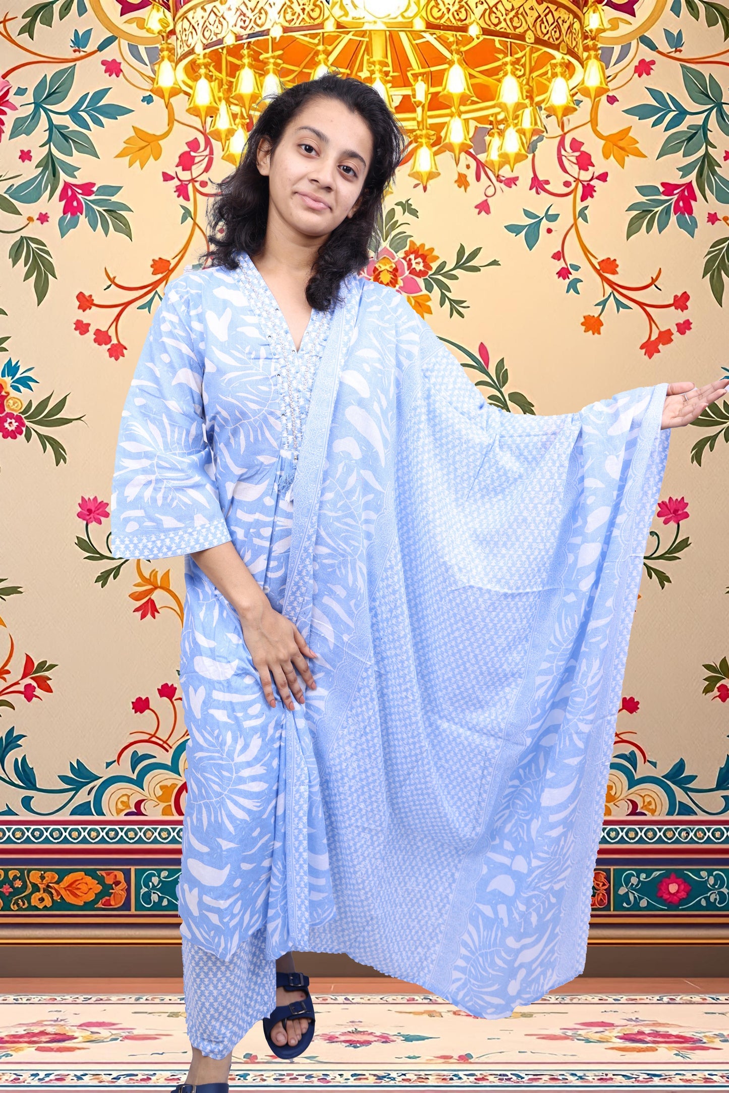 PickCell Printed Kurti with Pyajma and Dupatta