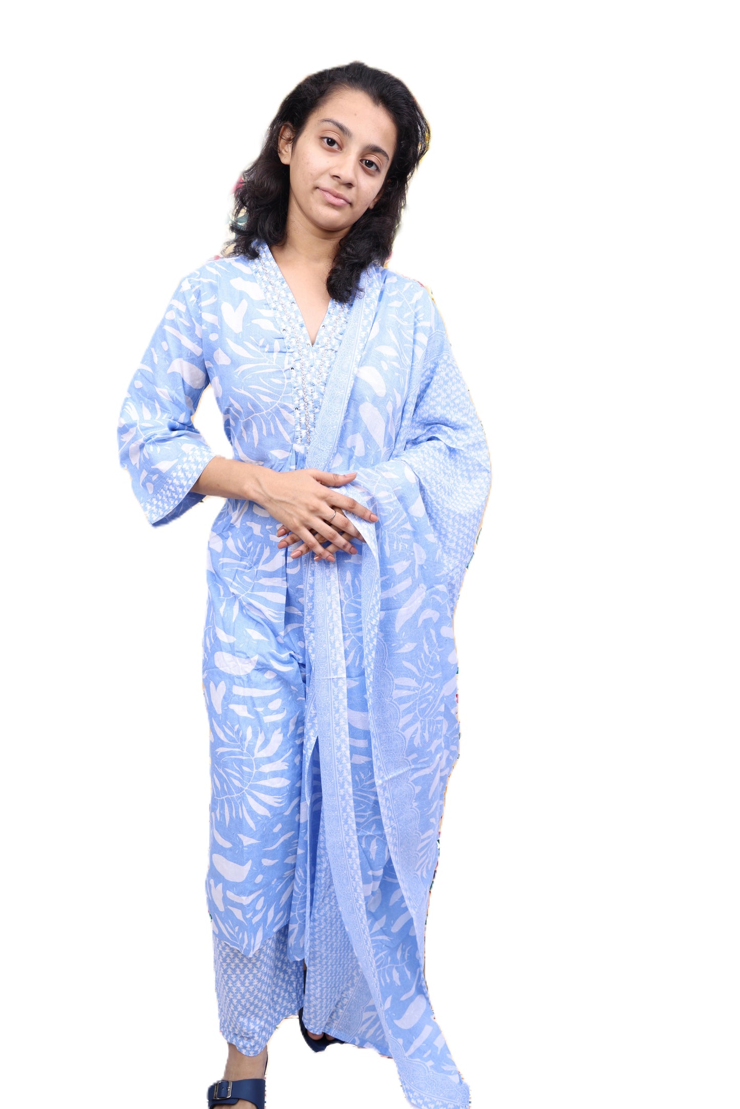 PickCell Printed Kurti with Pyajma and Dupatta
