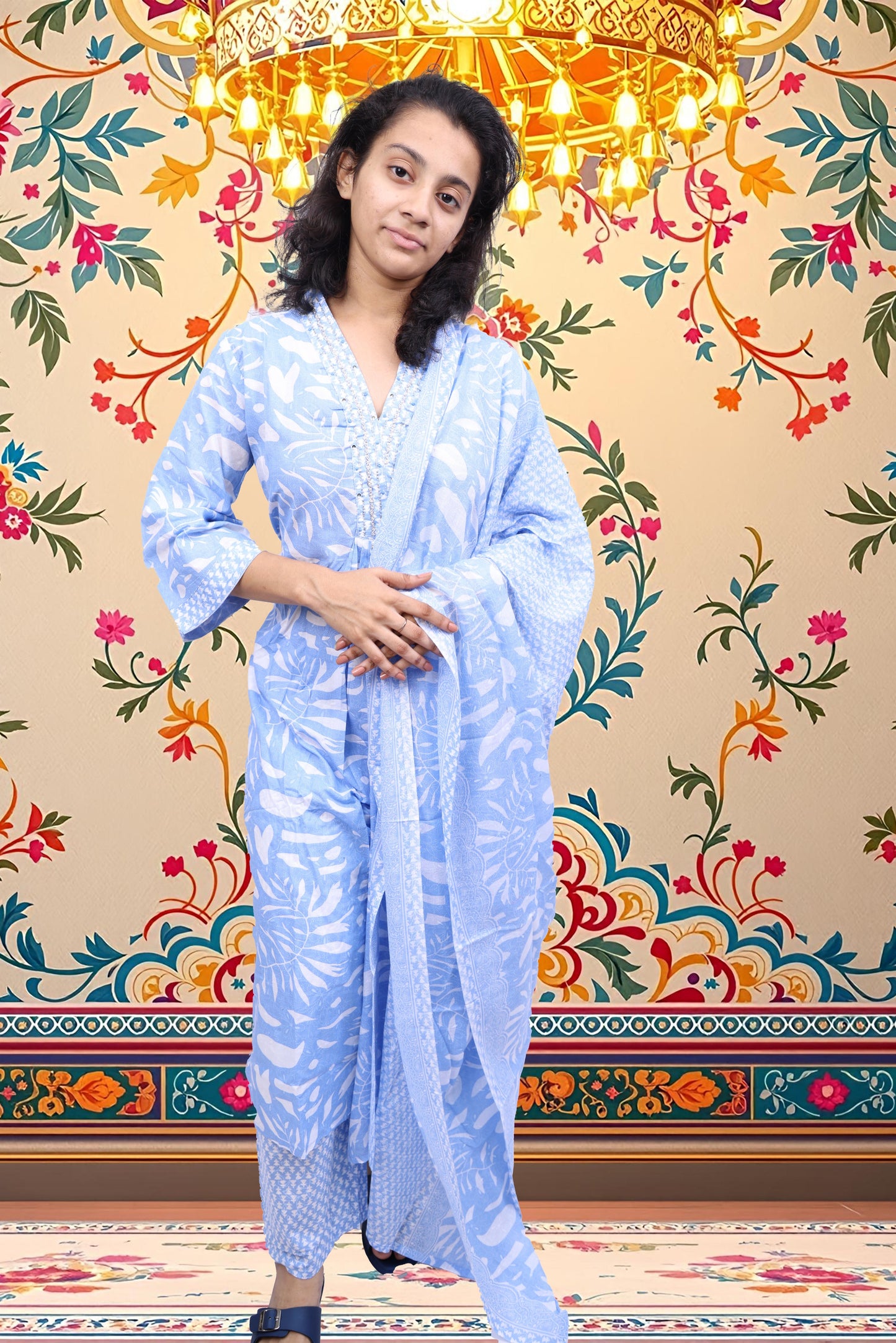 PickCell Printed Kurti with Pyajma and Dupatta