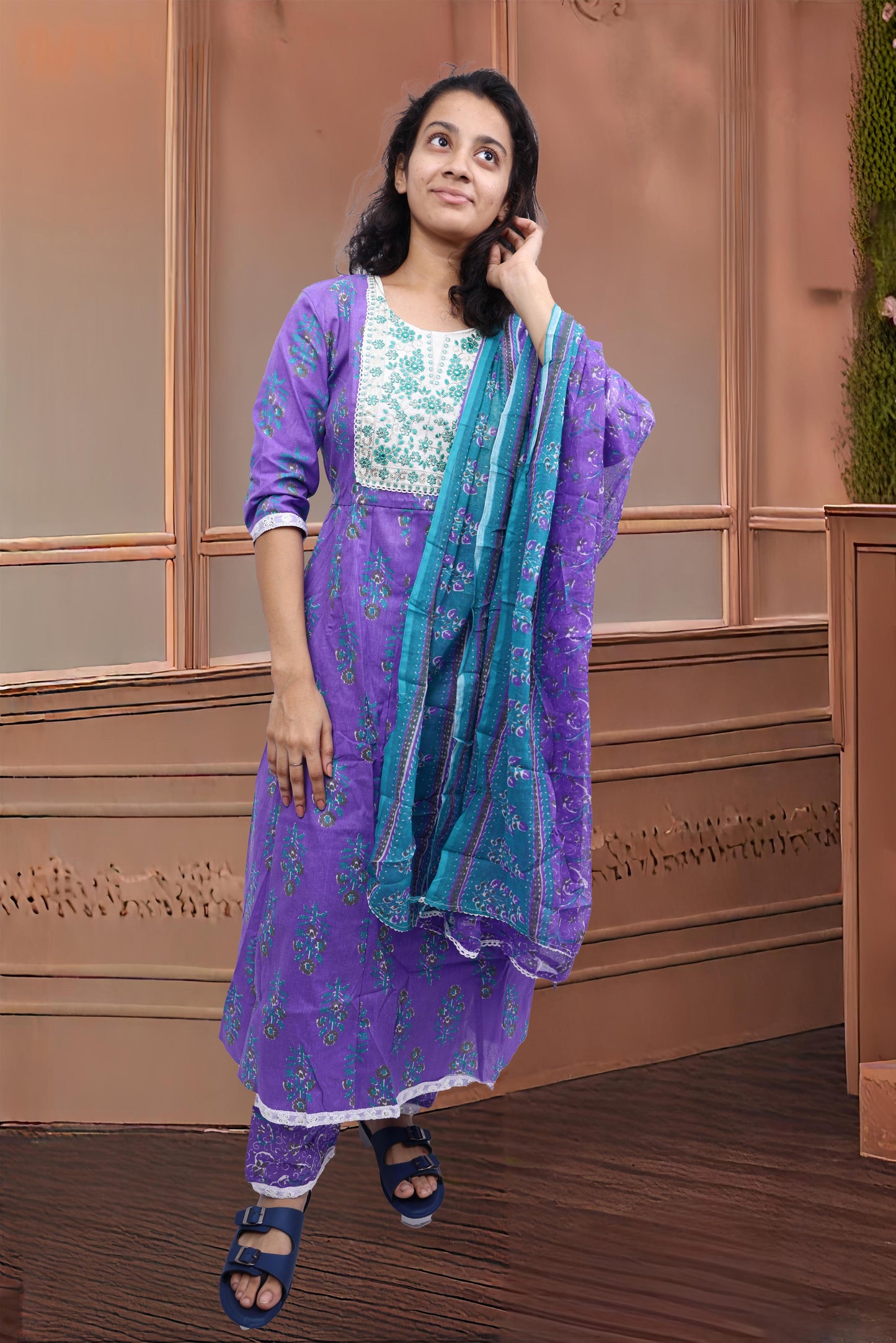 PickCell Minaxi Gherawala Embrodiary Cotton Kurti with Payjama And Dupatta