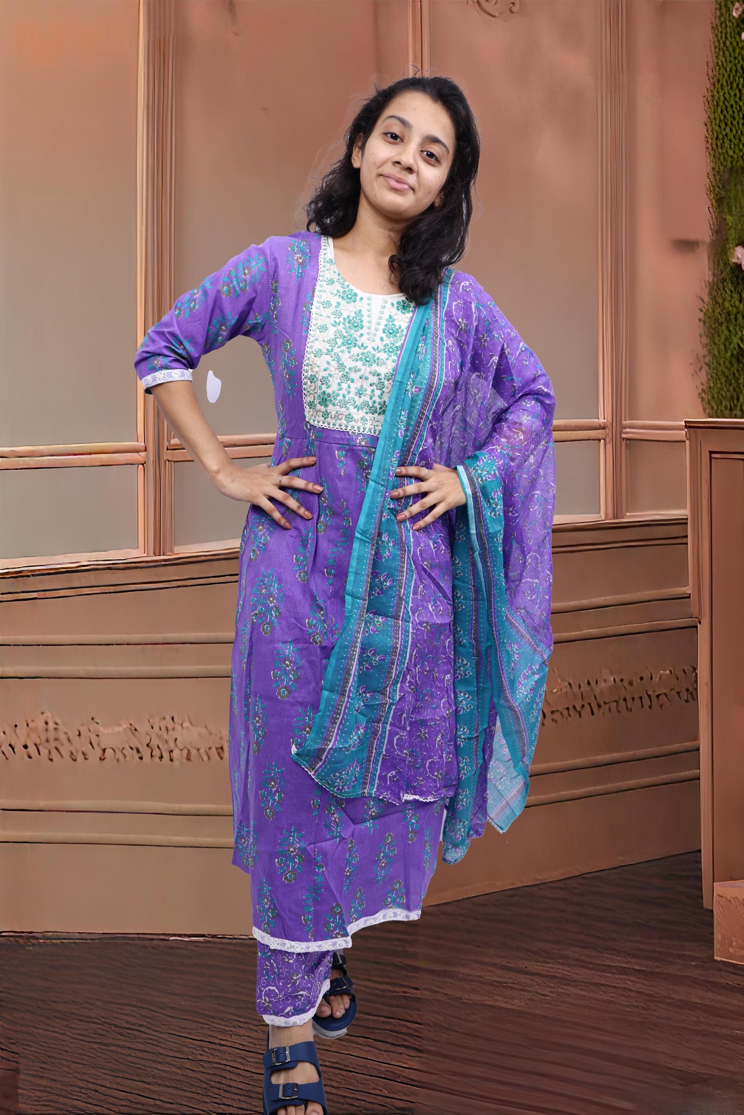 PickCell Minaxi Gherawala Embrodiary Cotton Kurti with Payjama And Dupatta