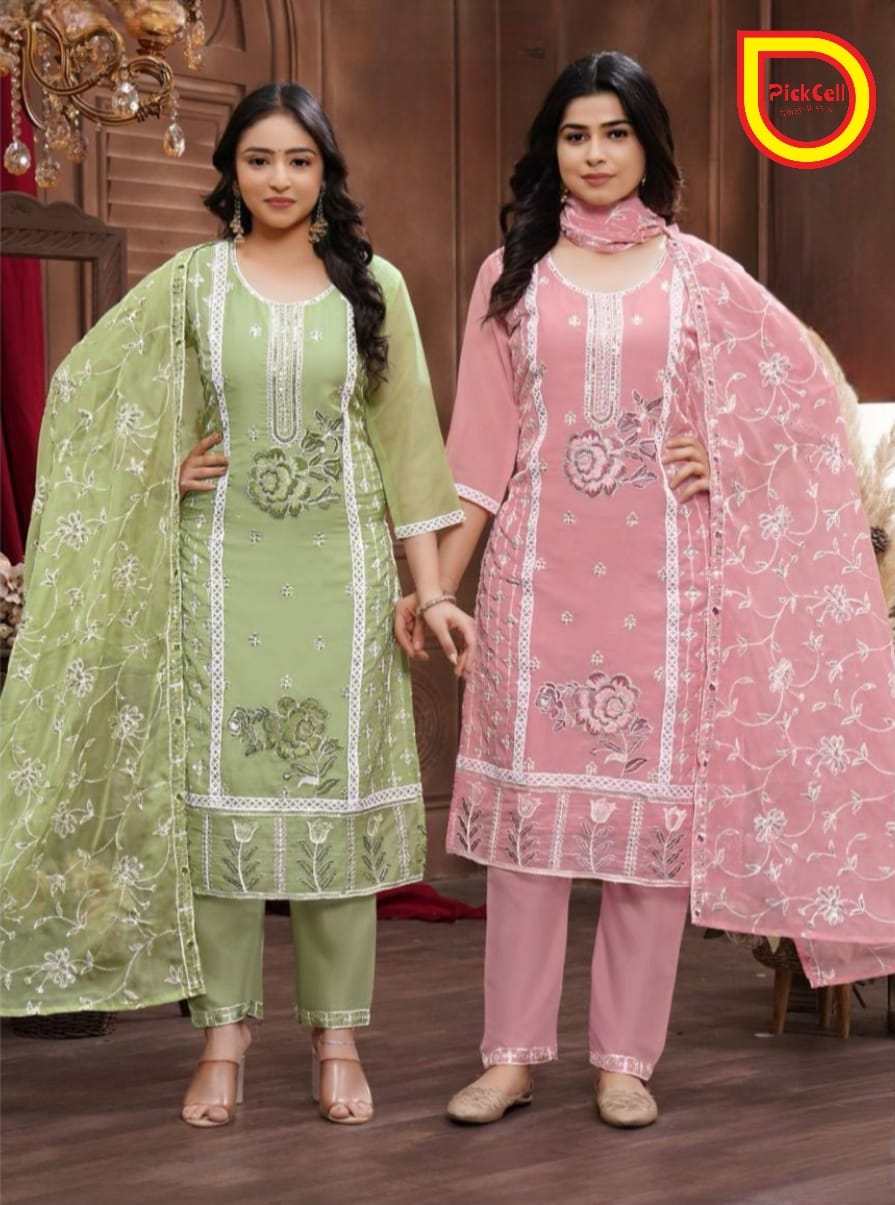 PickCell Embroidery Work Kurti Set – Kurti, Bottom & Dupatta | Premium Collection | Women’s Designer Ethnic Wear