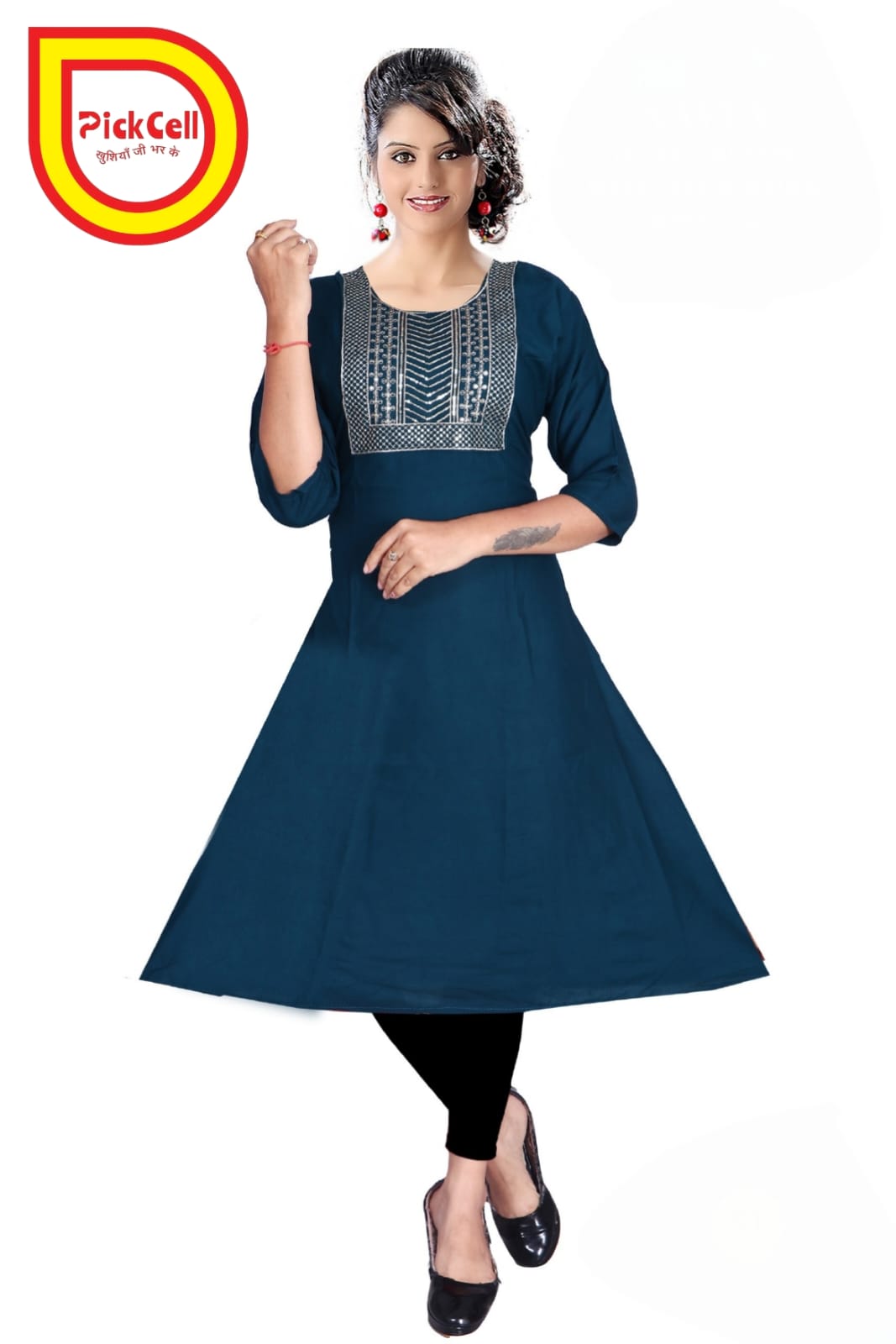 PickCell Navya Heavy Rayon Kurti with Neck Work – Stylish Women’s Kurti for Party & Daily Wear