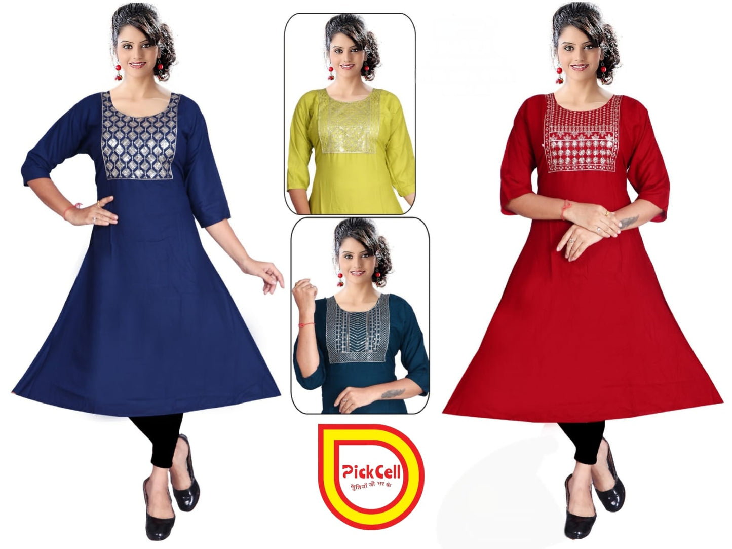 PickCell Navya Heavy Rayon Kurti with Neck Work – Stylish Women’s Kurti for Party & Daily Wear