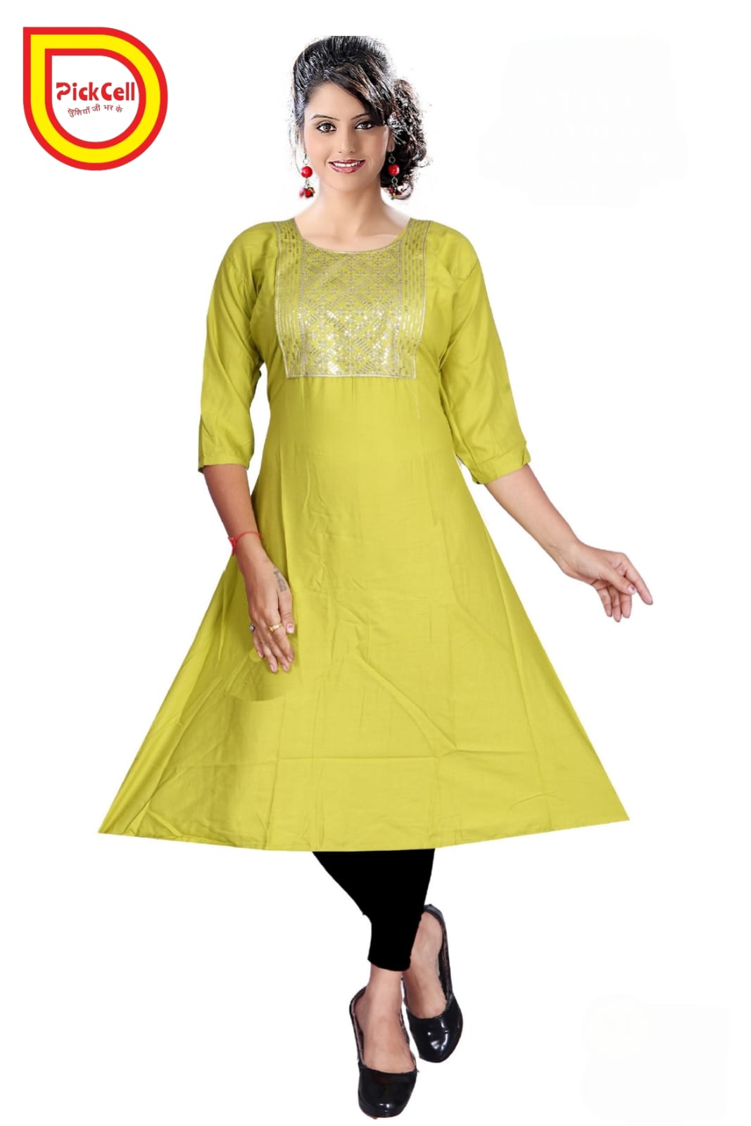 PickCell Navya Heavy Rayon Kurti with Neck Work – Stylish Women’s Kurti for Party & Daily Wear