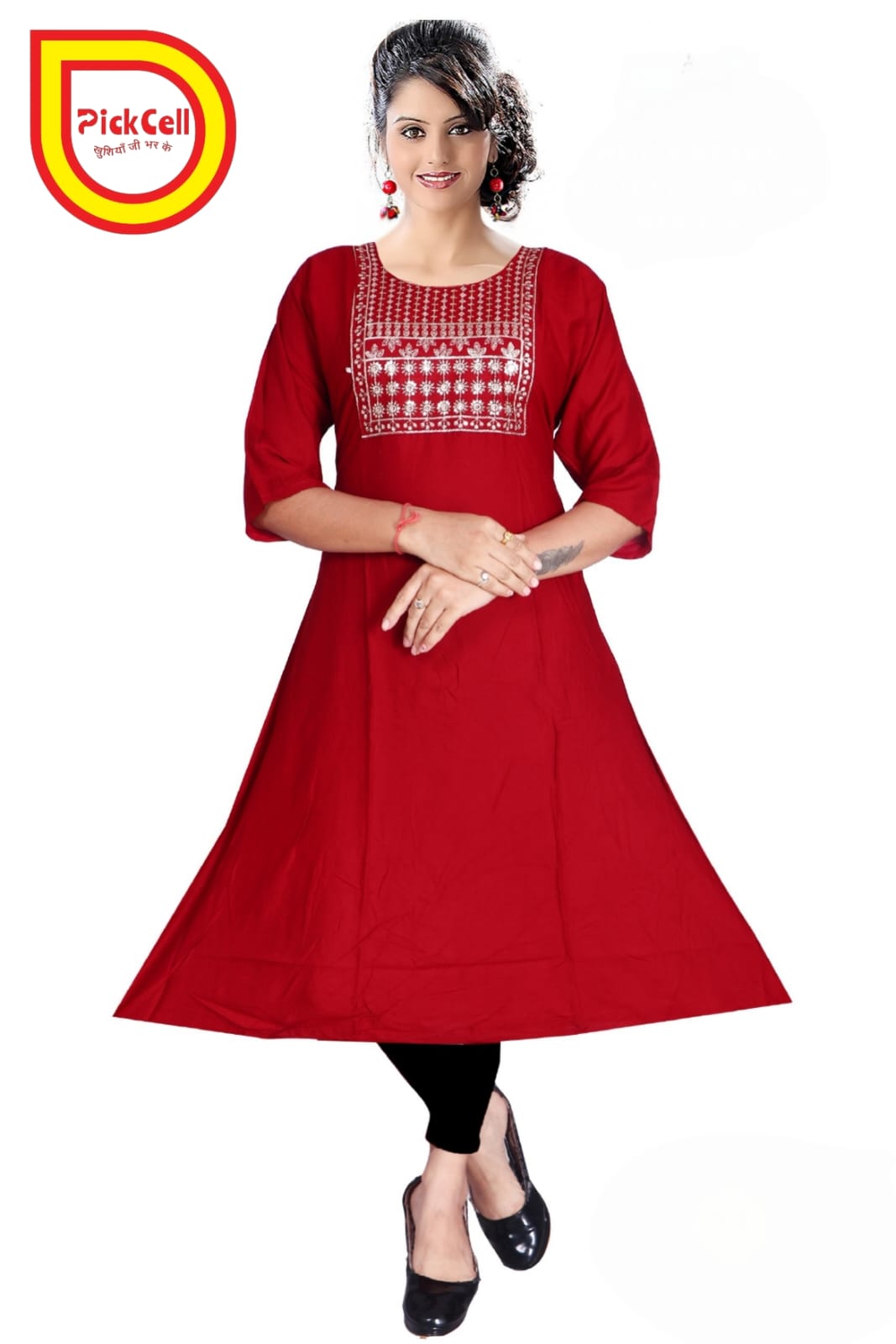 PickCell Navya Heavy Rayon Kurti with Neck Work – Stylish Women’s Kurti for Party & Daily Wear