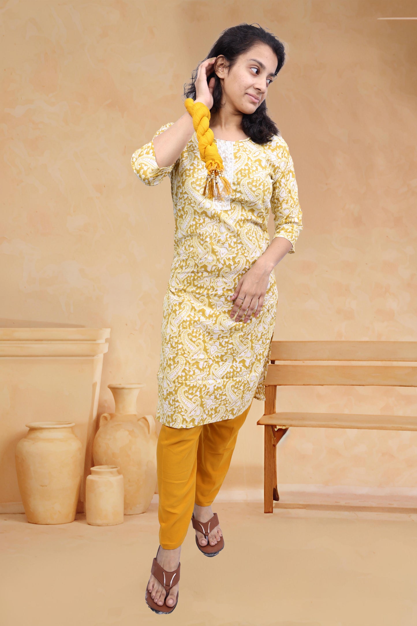 PickCell Cotton Printed Kurti With Bottom & Dupatta