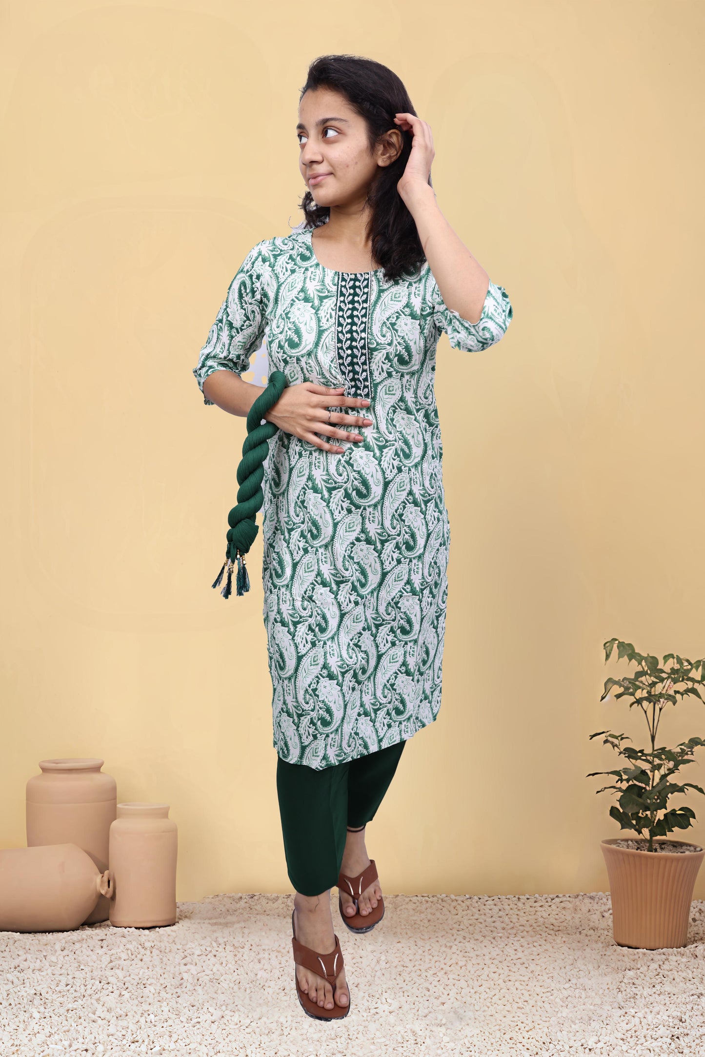 PickCell Cotton Printed Kurti With Bottom & Dupatta
