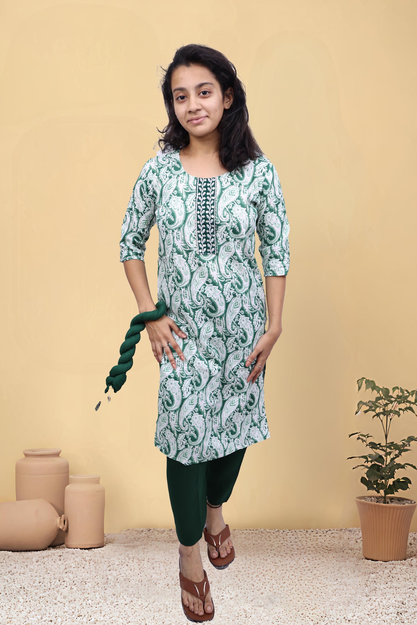 PickCell Cotton Printed Kurti With Bottom & Dupatta