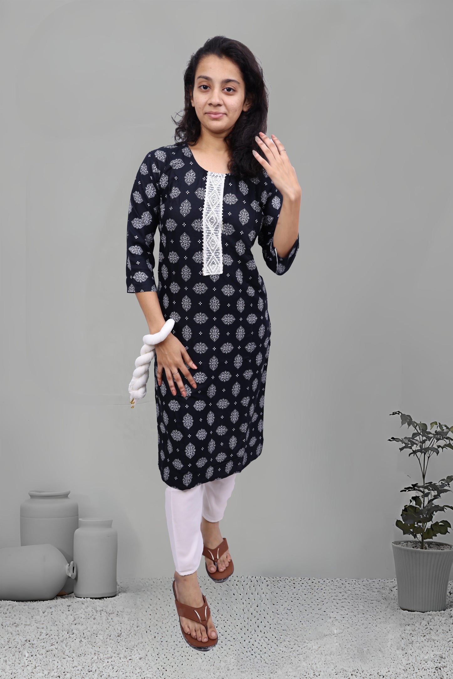 PickCell Cotton Printed Kurti With Bottom & Dupatta