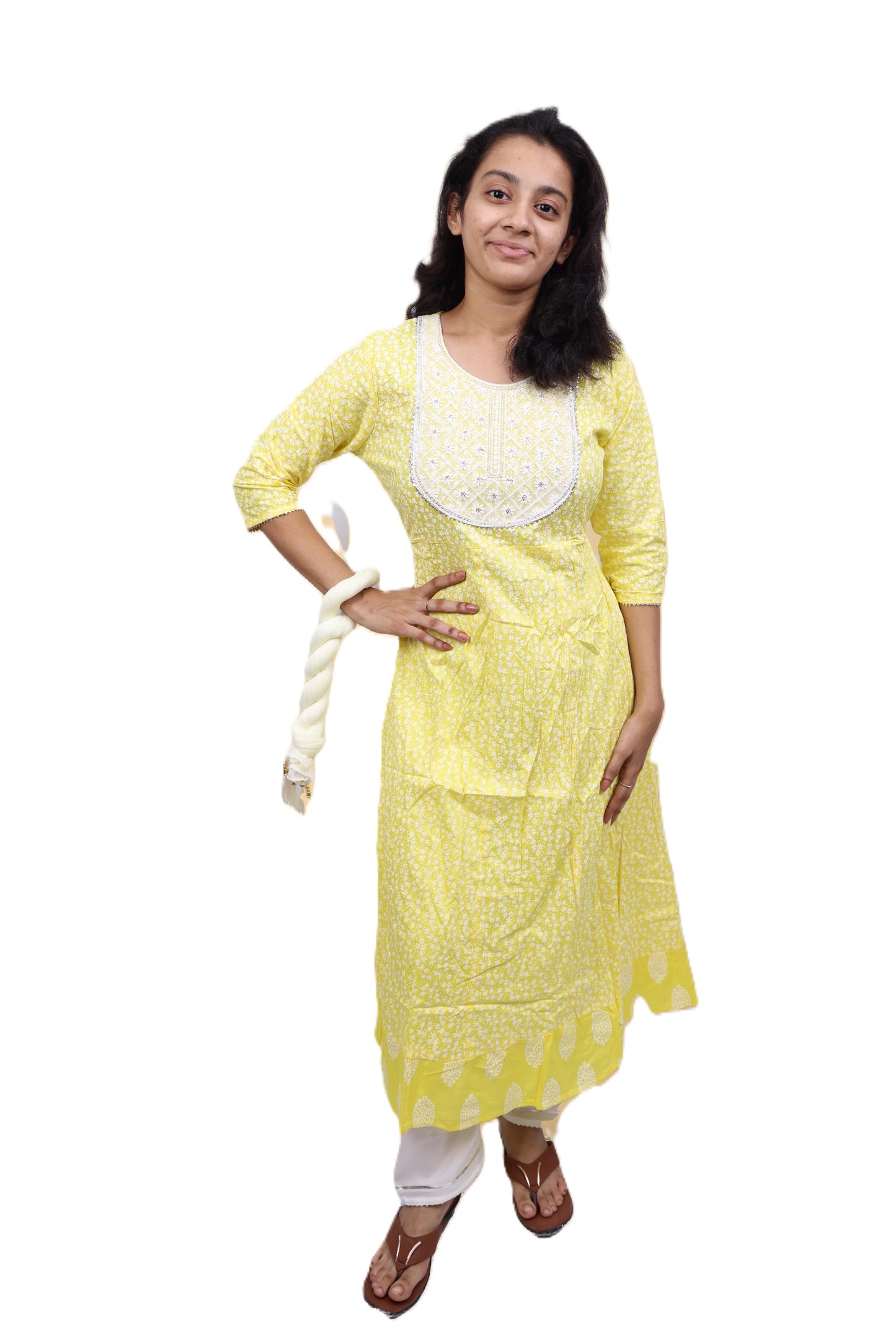 PickCell Triveni Sangam Embroidery Cotton Kurti with Pyajama and Dupatta