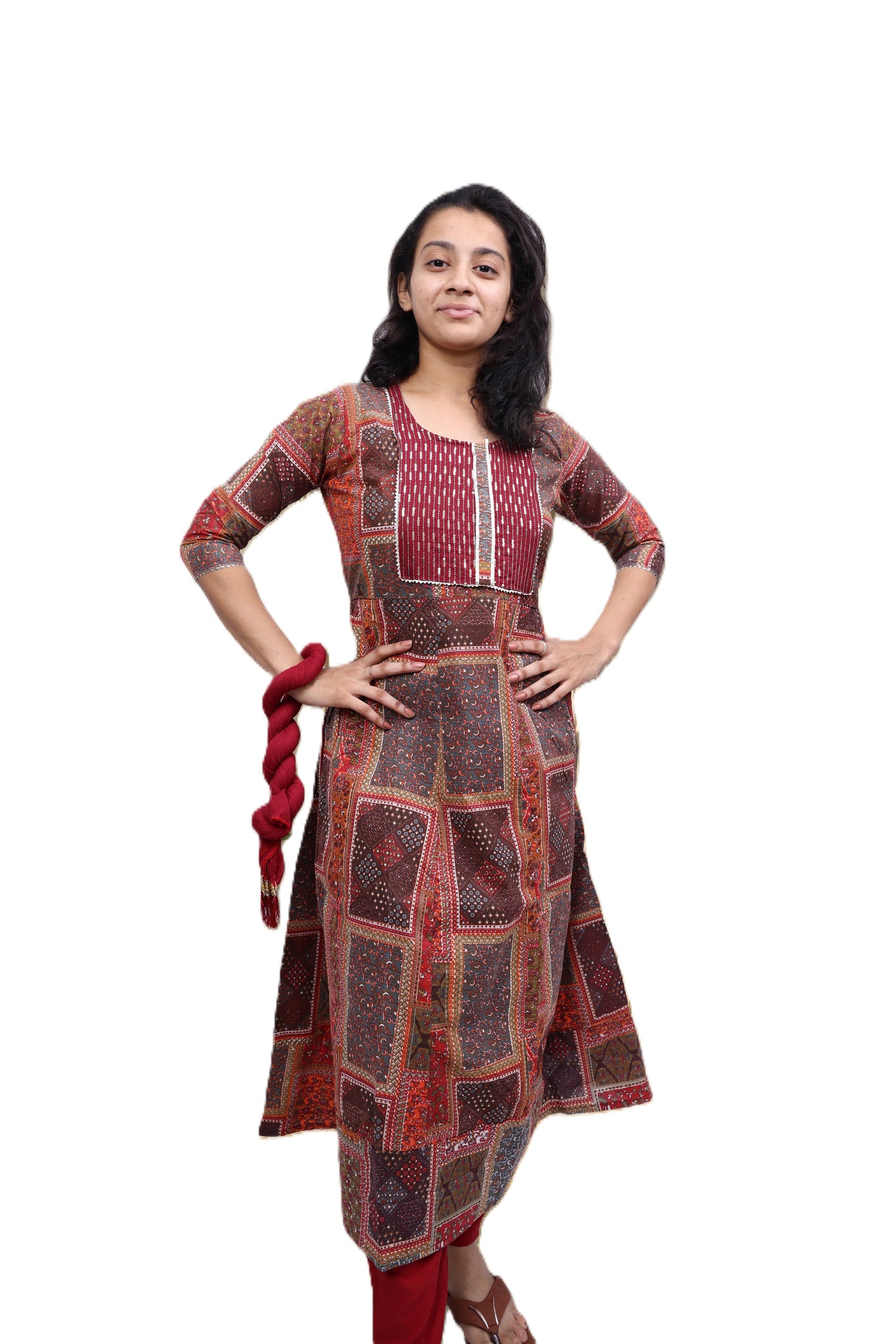 PickCell Triveni Sangam Embroidery Cotton Kurti with Pyajama and Dupatta
