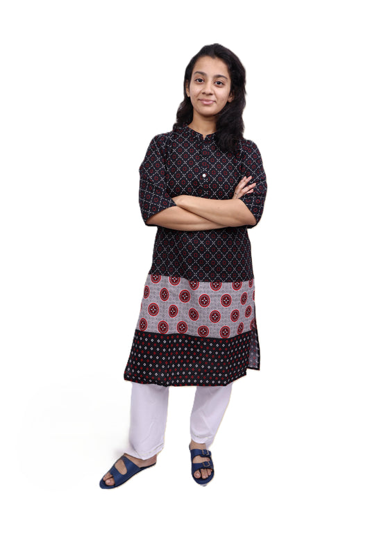PickCell Black Printed Kurti