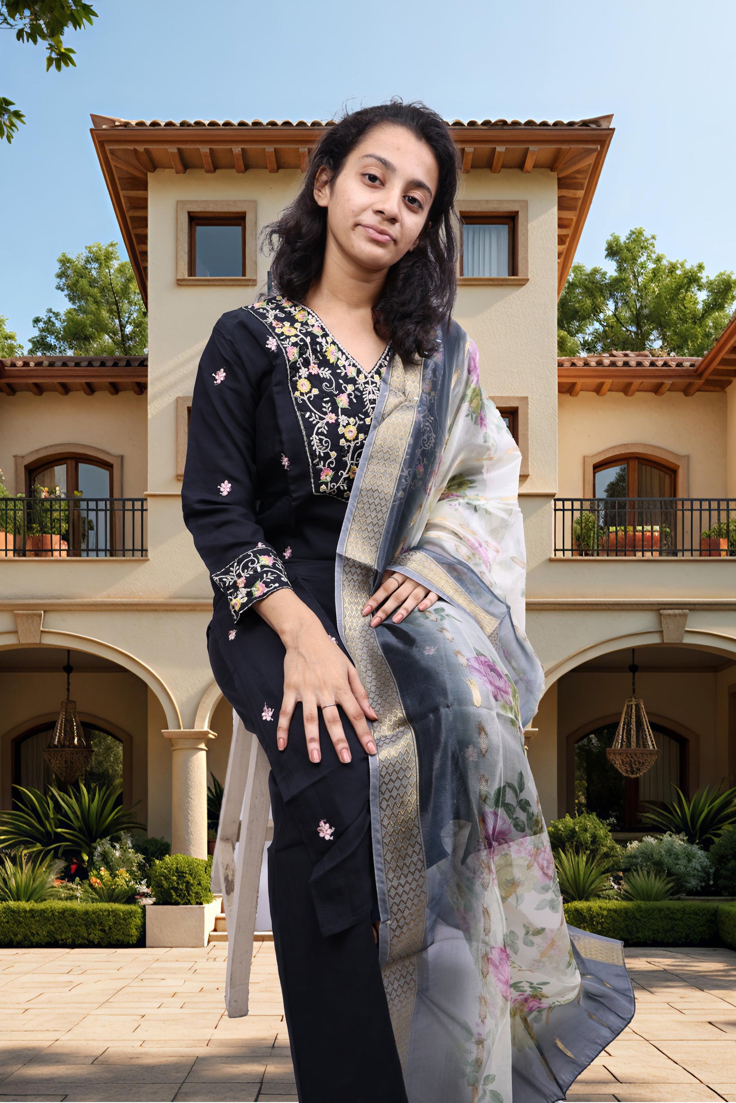 PickCell Embroidery Work Premium Kurti with Pyajama and Dupatta