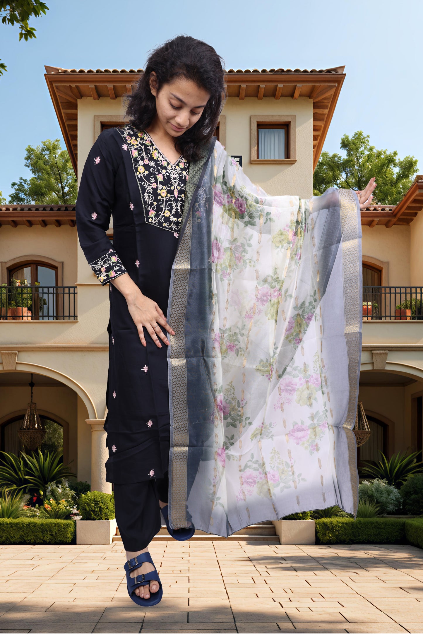 PickCell Embroidery Work Premium Kurti with Pyajama and Dupatta