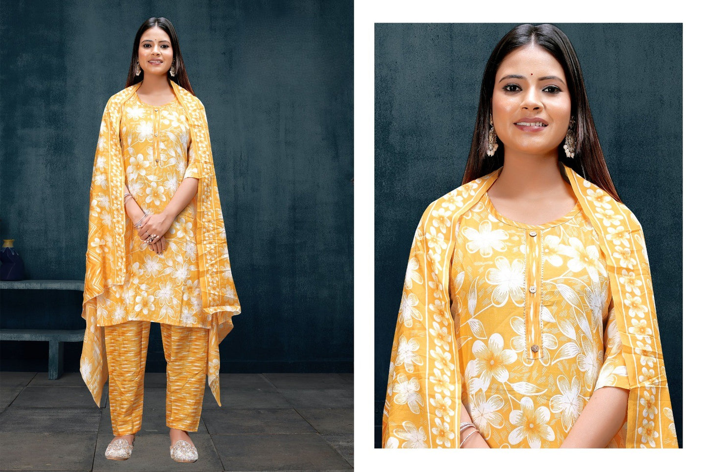 PickCell Women Kurti with Botttom & Dupatta (3 pcs set)