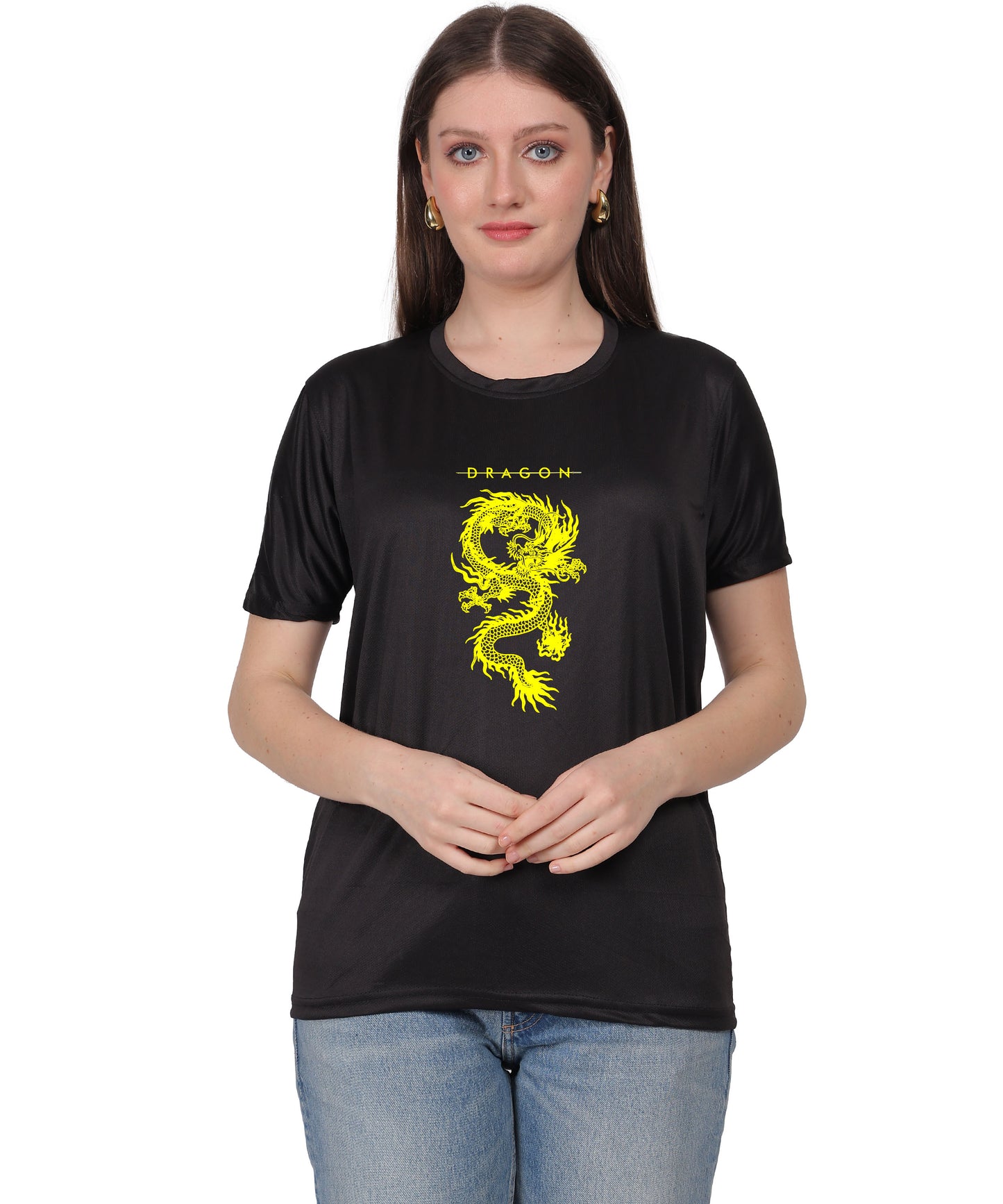 Dragon Graphic Print Cotton T-Shirt, Short Sleeve, Crew Neck, Casual Wear