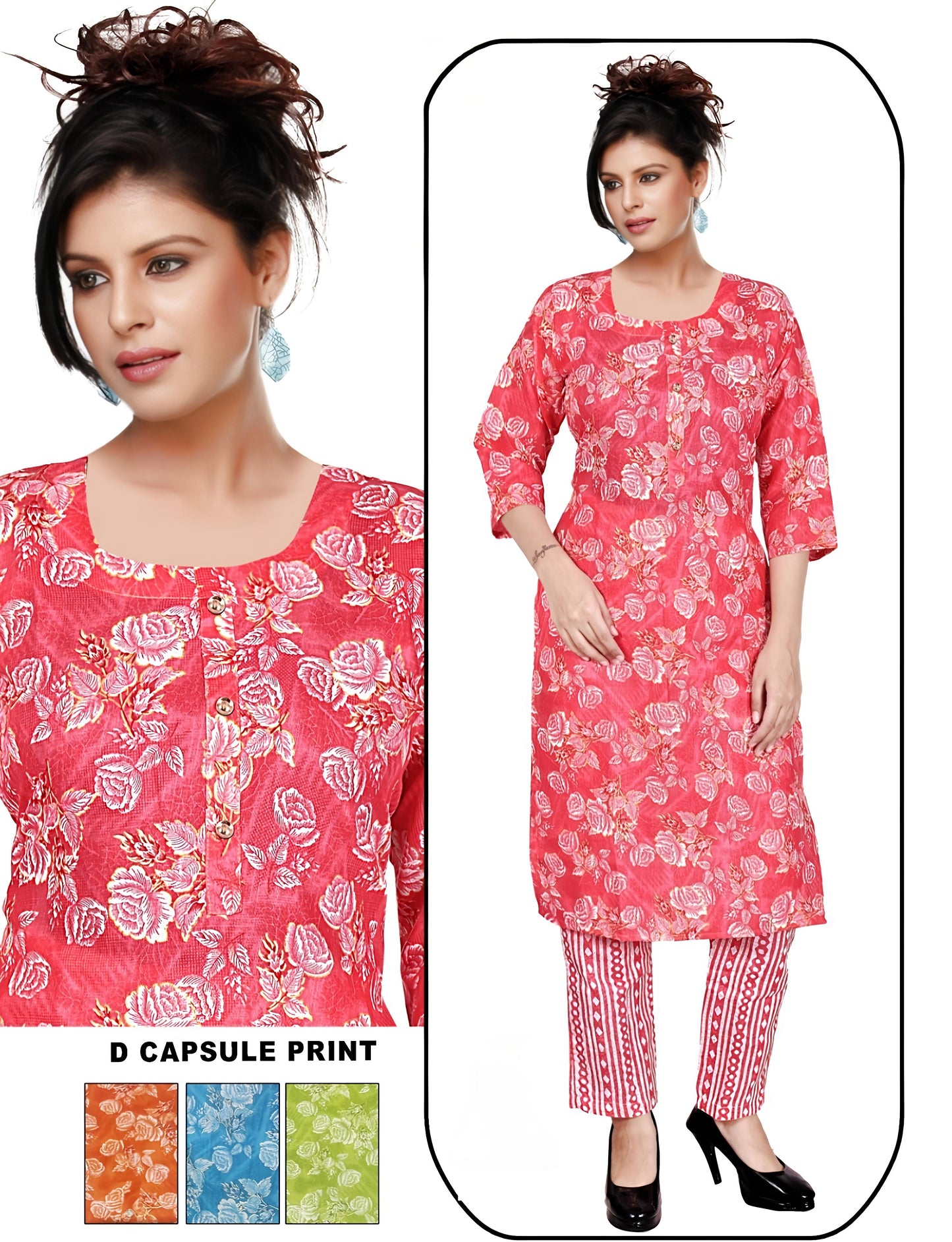PickCell Foil Print Kurti with Bottom β Premium Rayon Fabric
