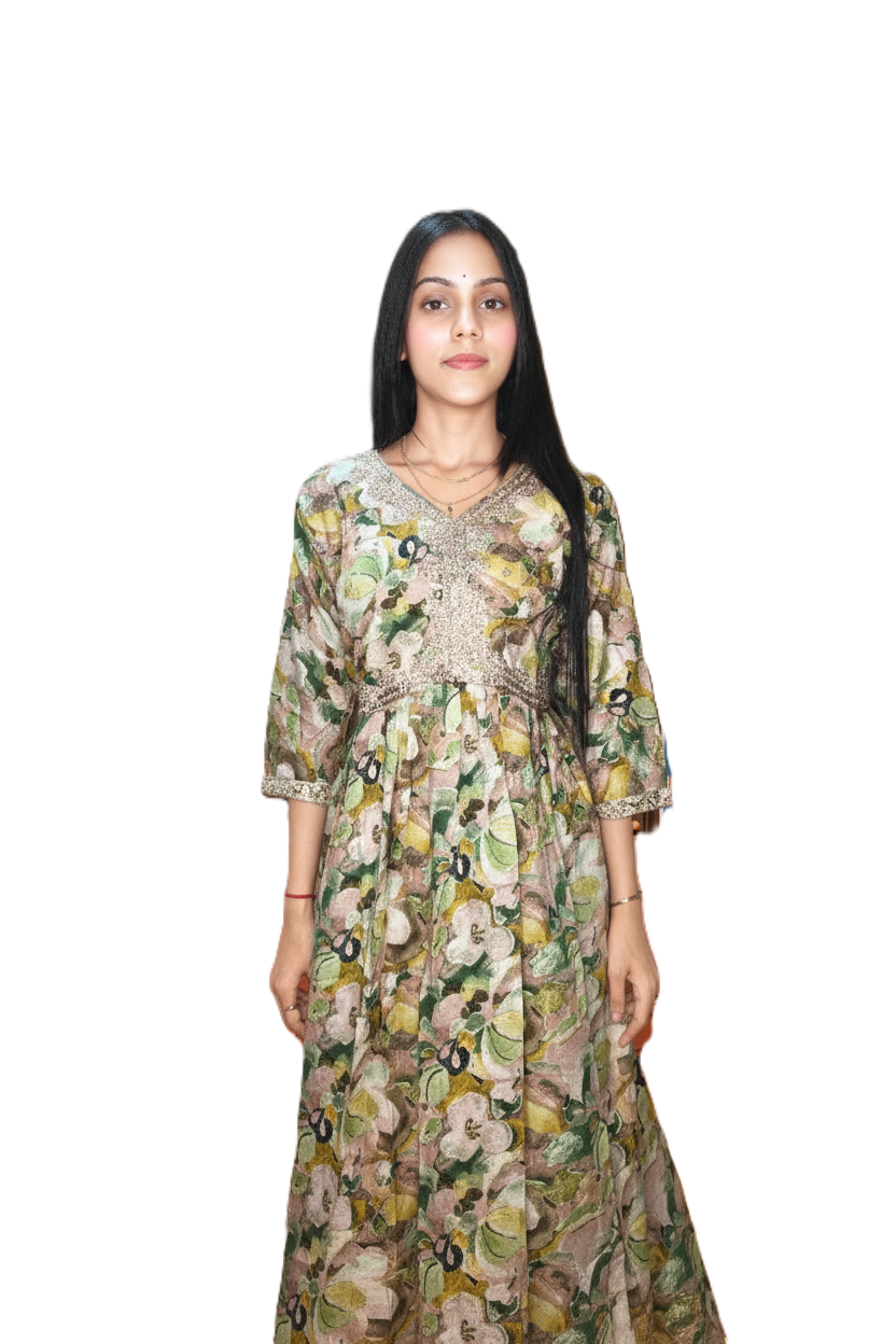 PickCell Embrodiary Long Frock Kurti