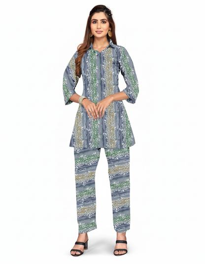 PickCell Women Cotton Canderi Ready-to-Wear Kurti & Pant Set Trendy Ethnic Wear