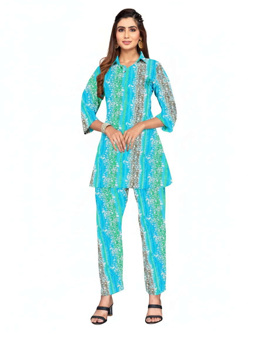 PickCell Women Cotton Canderi Ready-to-Wear Kurti & Pant Set Trendy Ethnic Wear