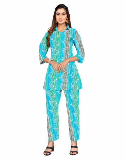PickCell Women Cotton Canderi Ready-to-Wear Kurti & Pant Set Trendy Ethnic Wear