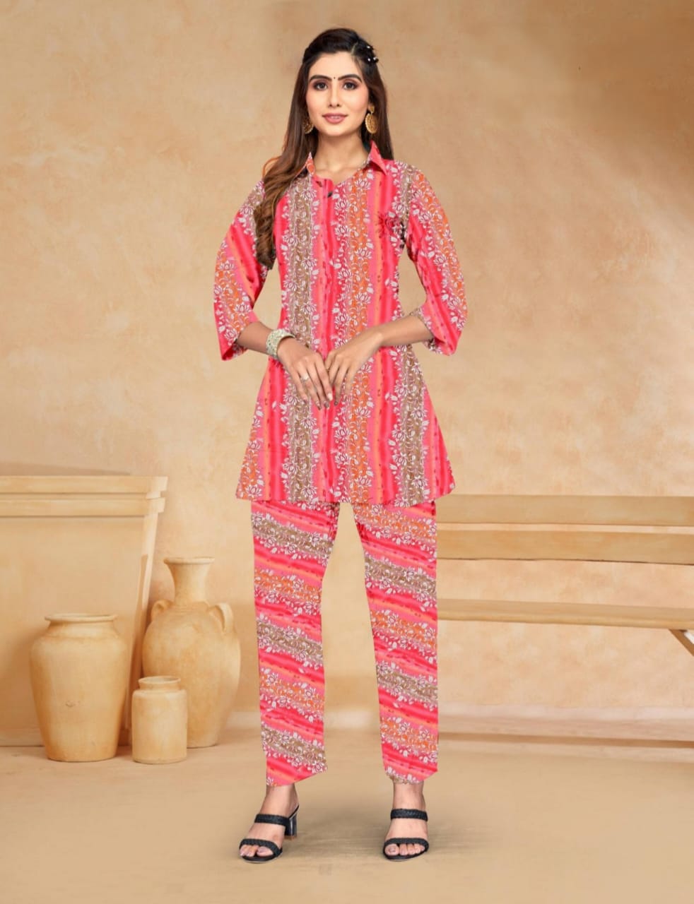 PickCell Women Cotton Canderi Ready-to-Wear Kurti & Pant Set Trendy Ethnic Wear